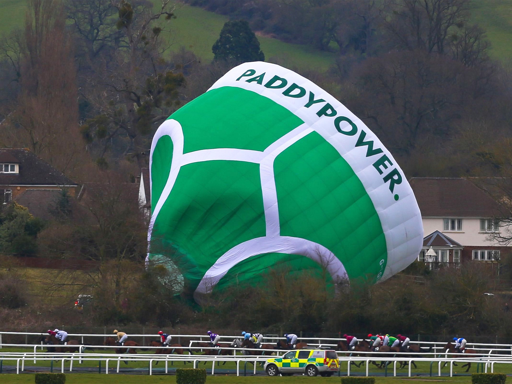 Paddy Power is well-known for eye-catching promotional stunts, such as this balloon at the Cheltenham Festival