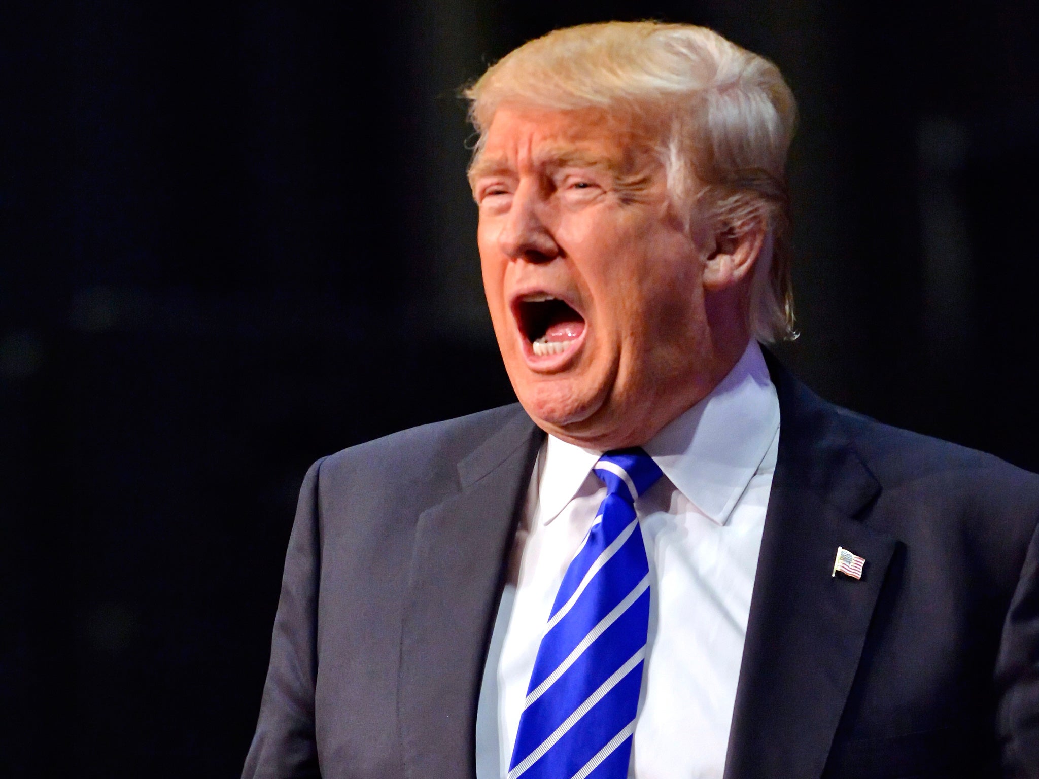 Republican presidential candidate Donald Trump speaks during a rally at the TD Convention Center, Thursday, Aug., 27, 2015