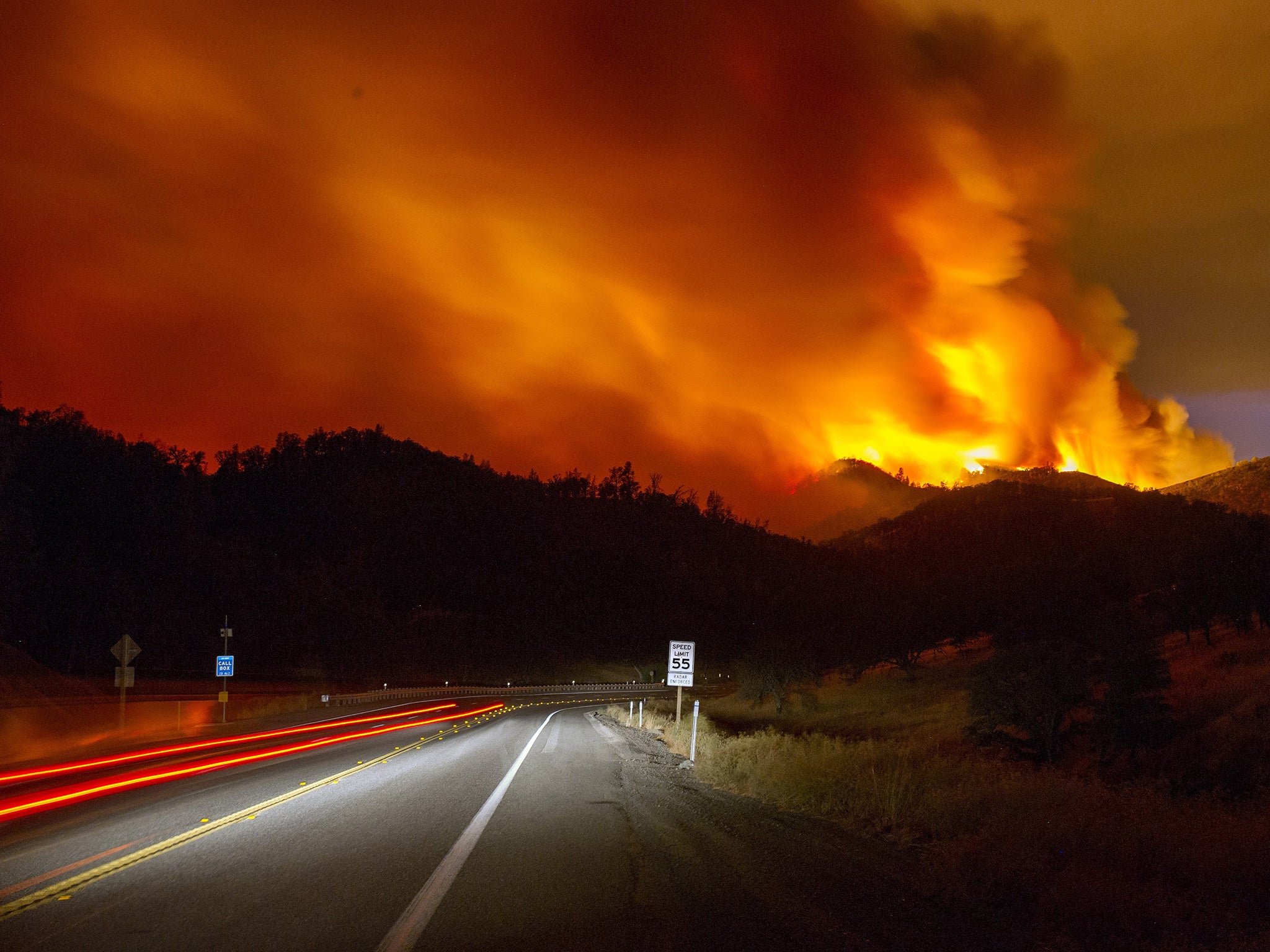 The Rocky Fire in California earlier this month, where 9,000 firefighters tried to contain a blaze that ravaged 60,000 acres