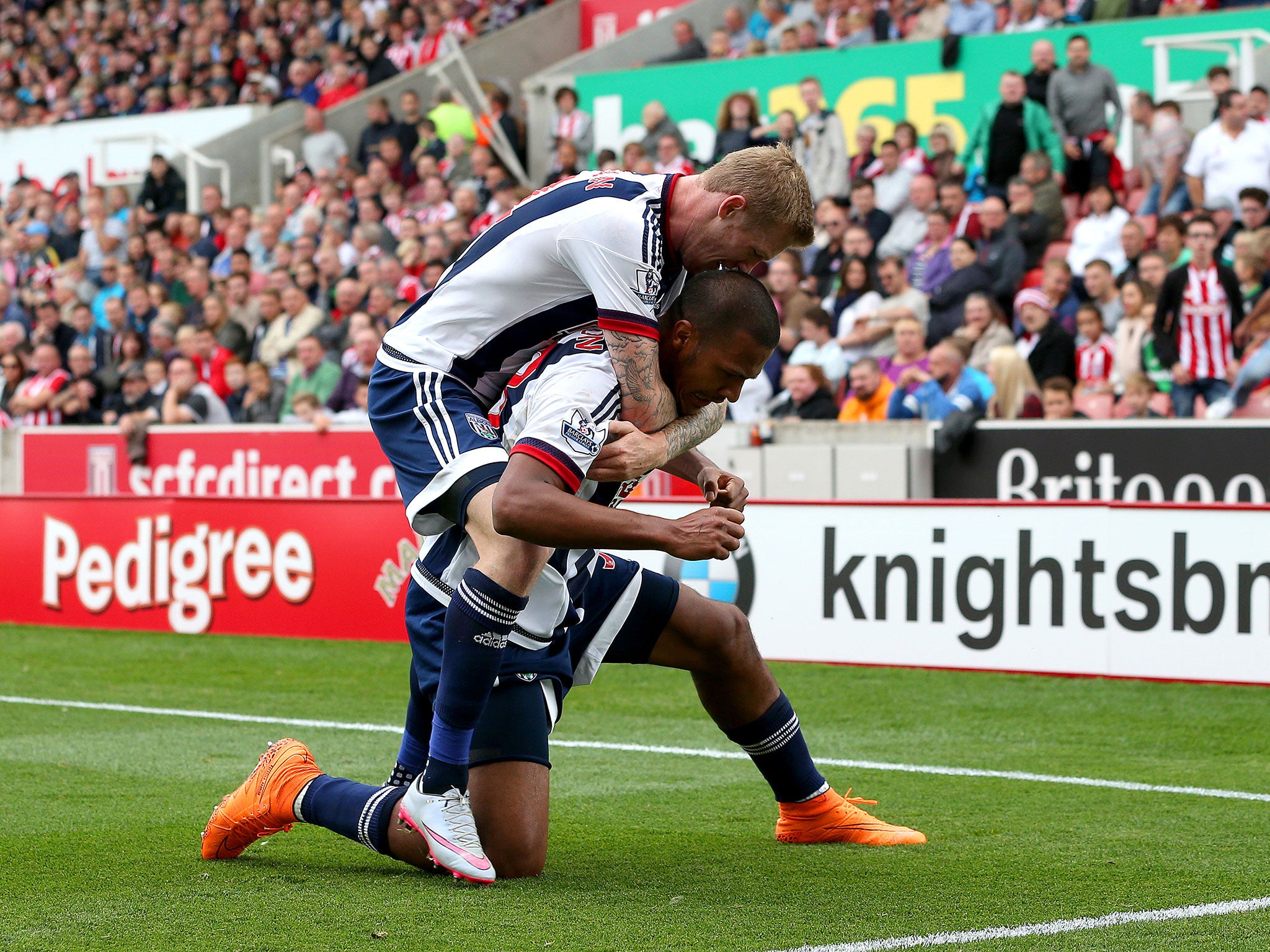 Salomon Rondon celebrates scoring his first West Brom goal