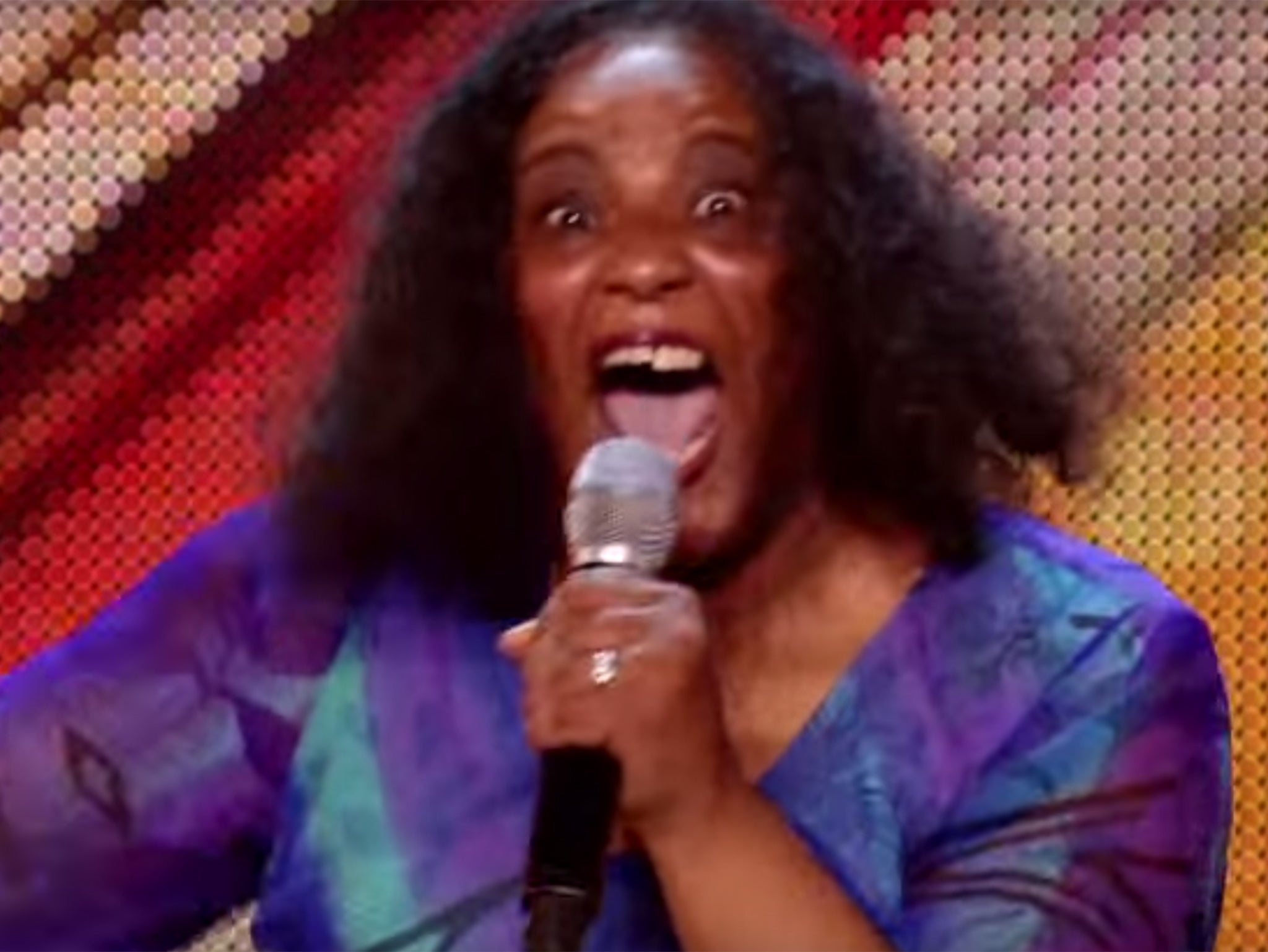 Susan Price performing on the X Factor