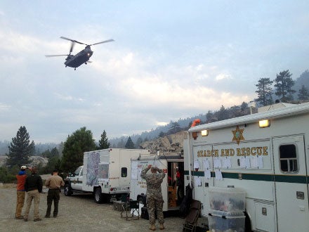 Search and rescue teams at the Sierra Nevada National Forest