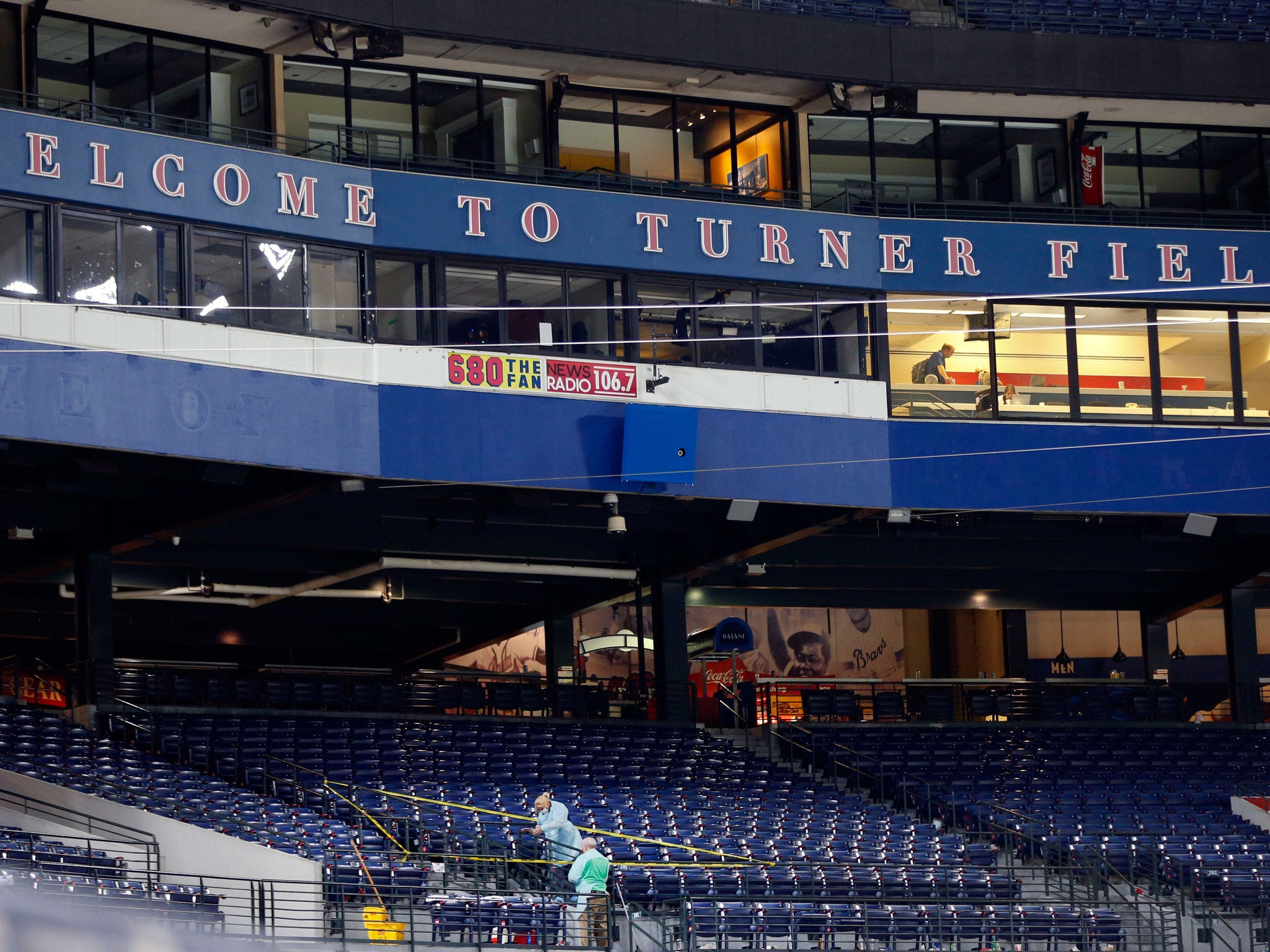 The man fell from the upper deck to a walkway below