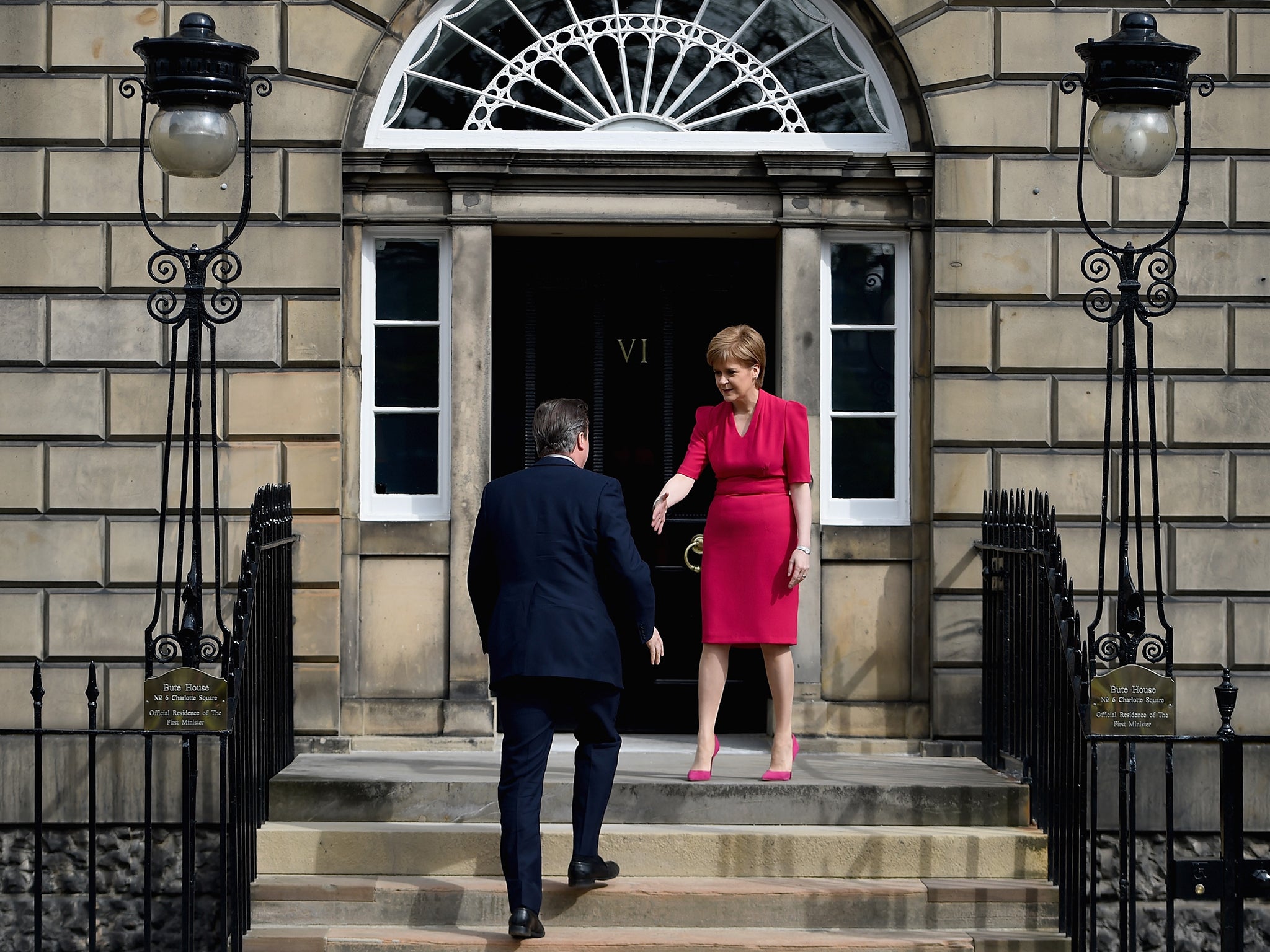 The First Minister greets David Cameron at Bute House (Getty)