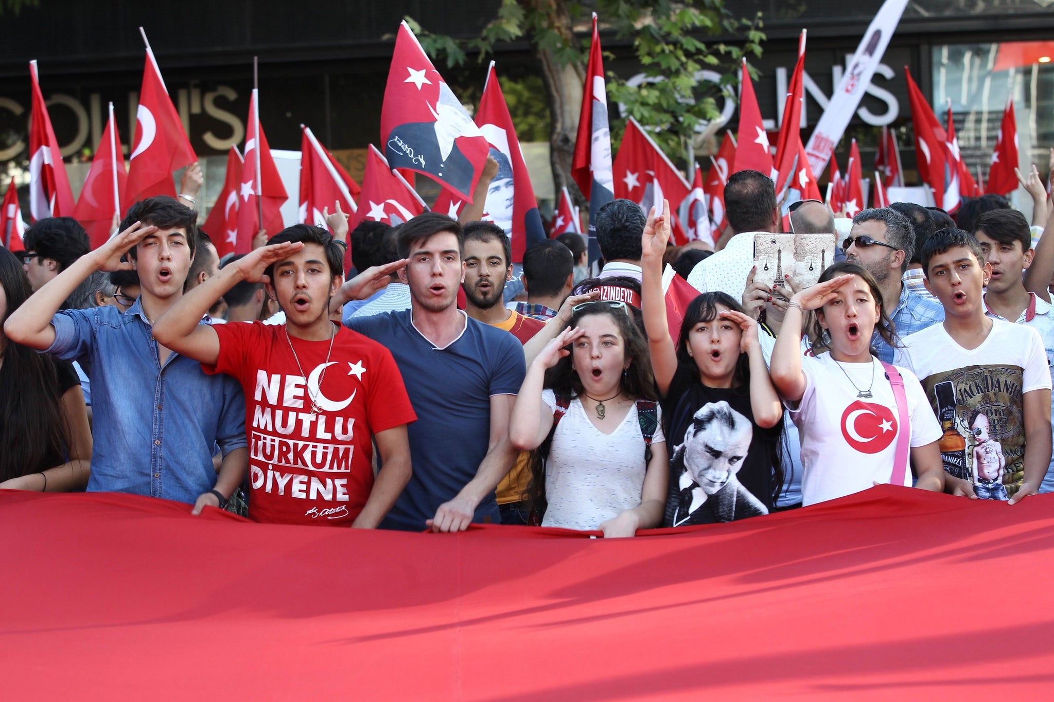 Demonstrators gather in Ankara to protest against terrorist attacks and the PKK