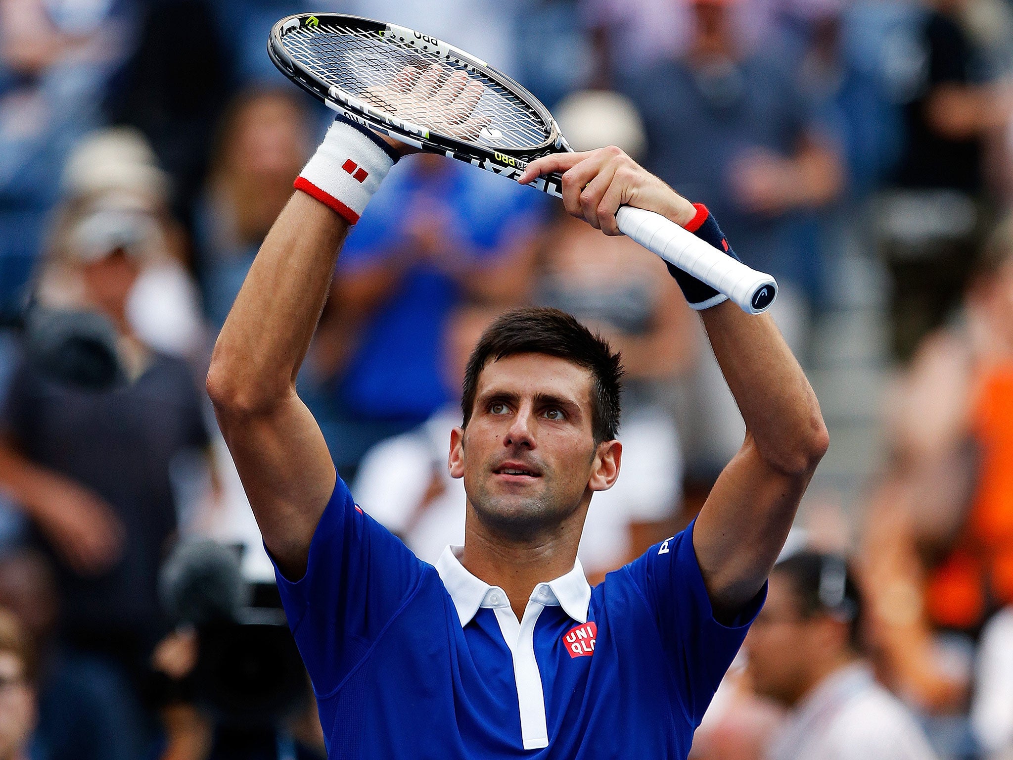 Novak Djokovic celebrates his victory over Joao Souza