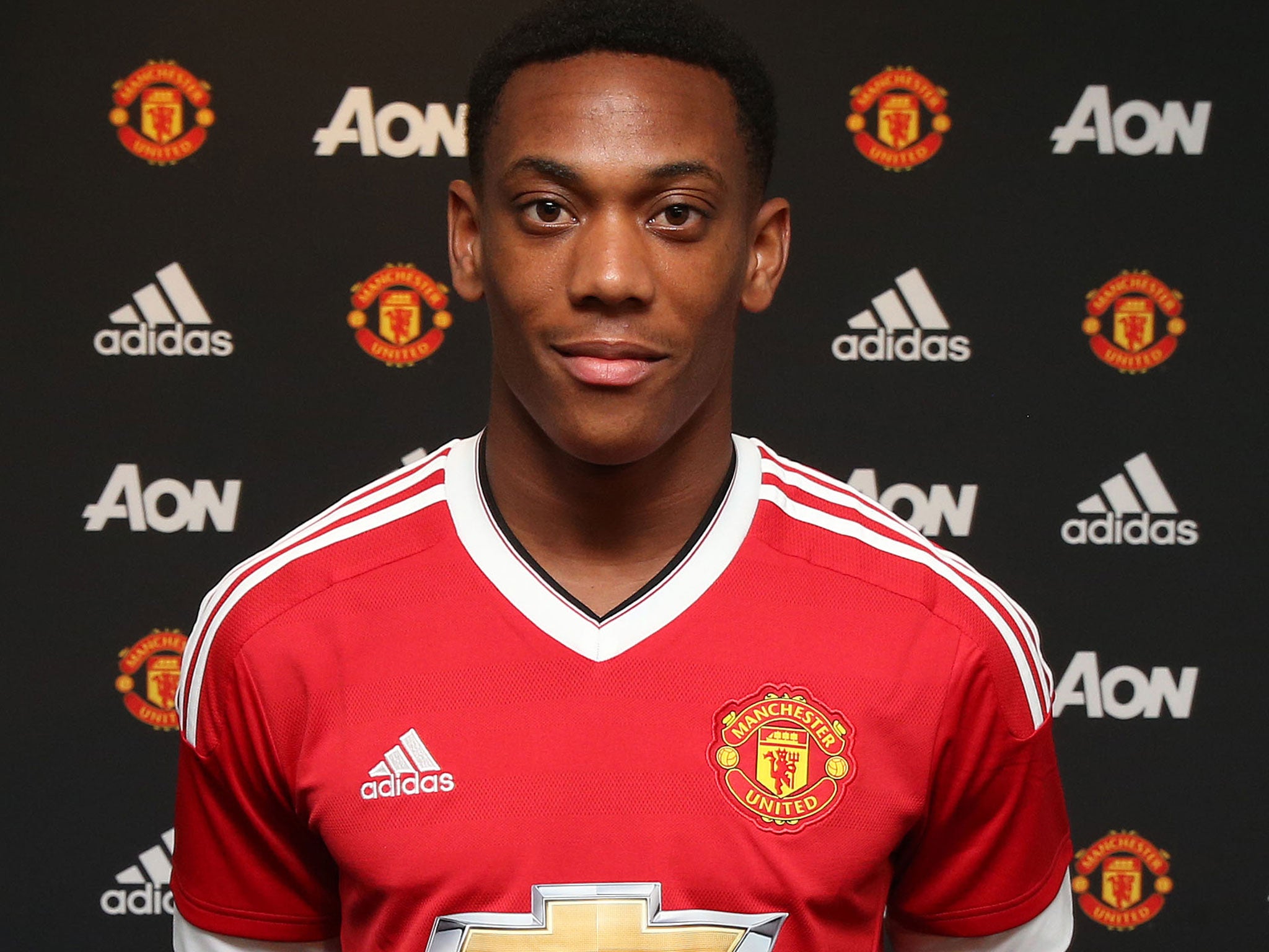 Anthony Martial in his new Manchester United shirt