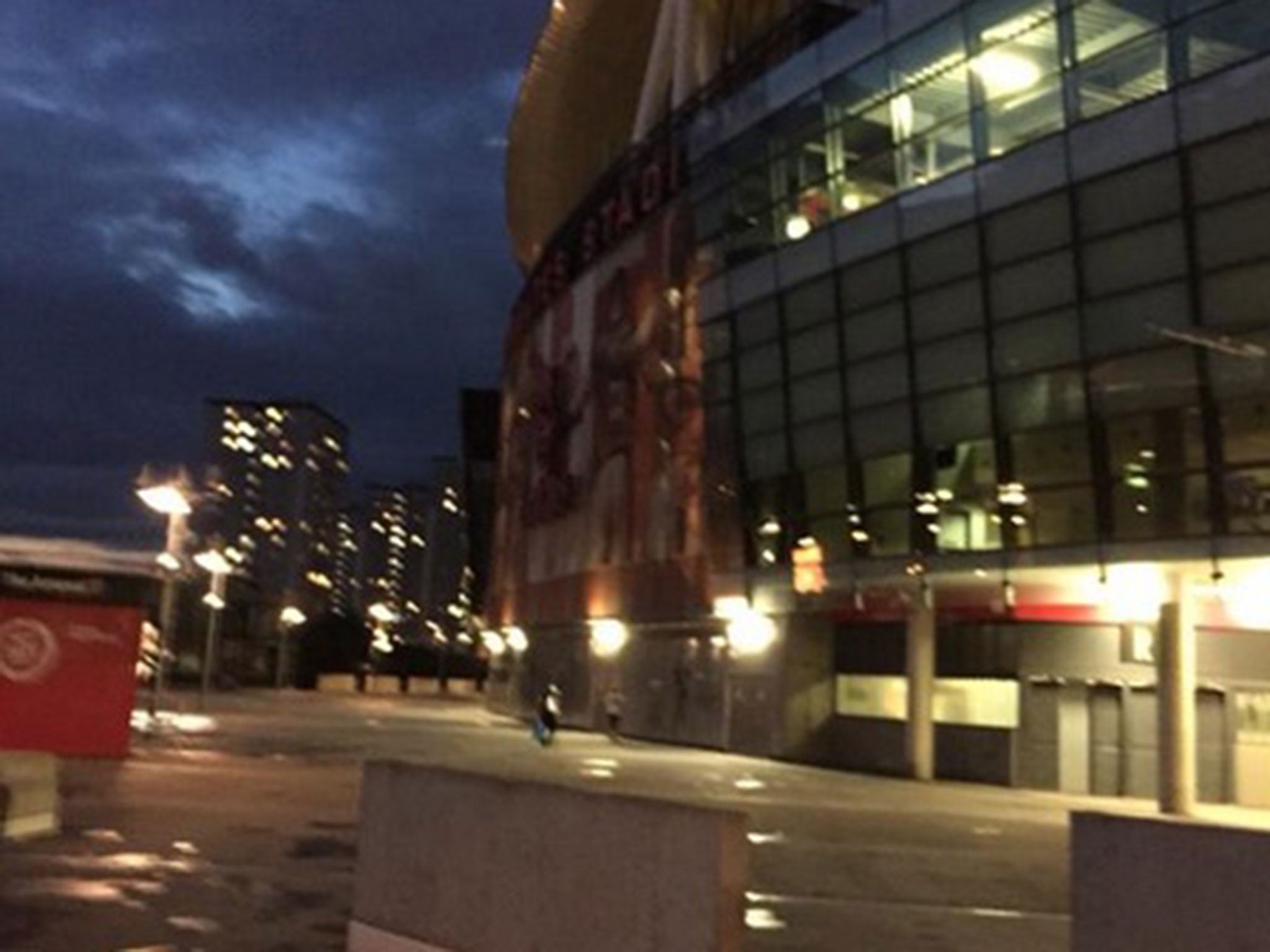 The Emirates Stadium last night, during the 'protest'