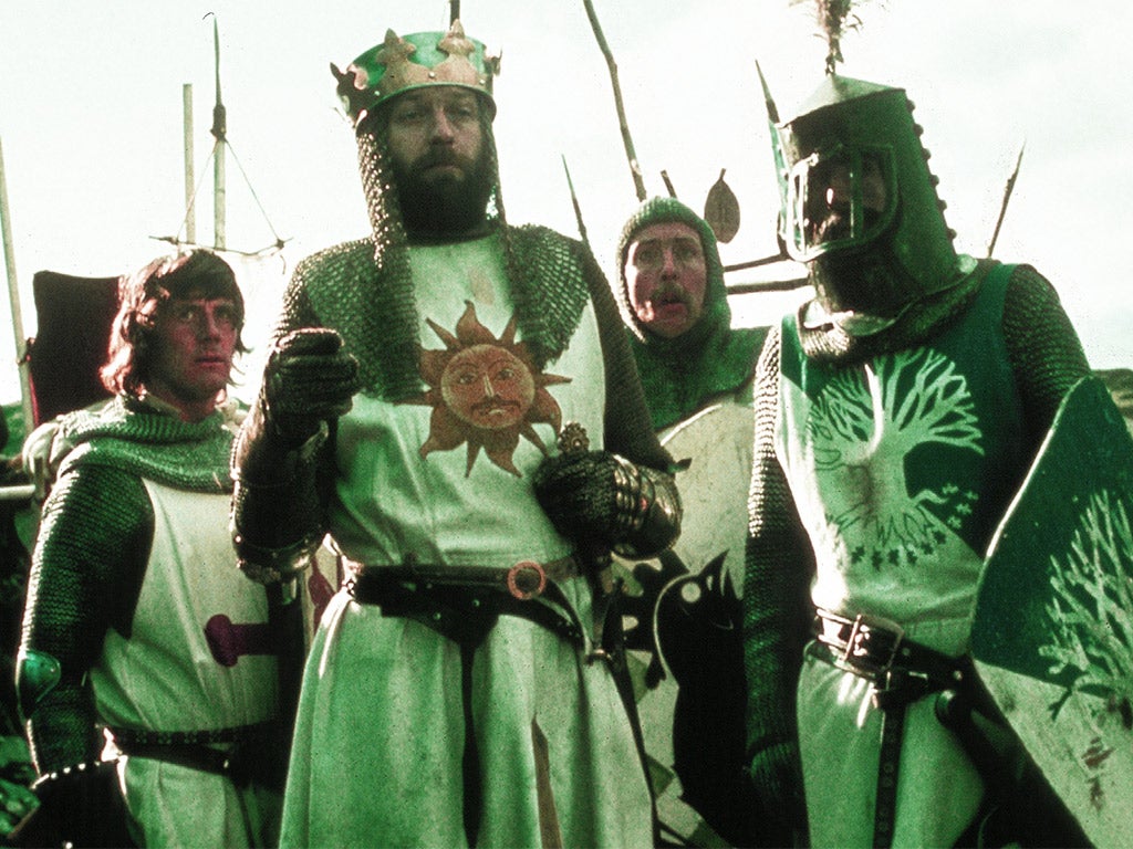 King Arthur as depicted by Graham Chapman in ‘Monty Python and the Holy Grail’ (Rex)