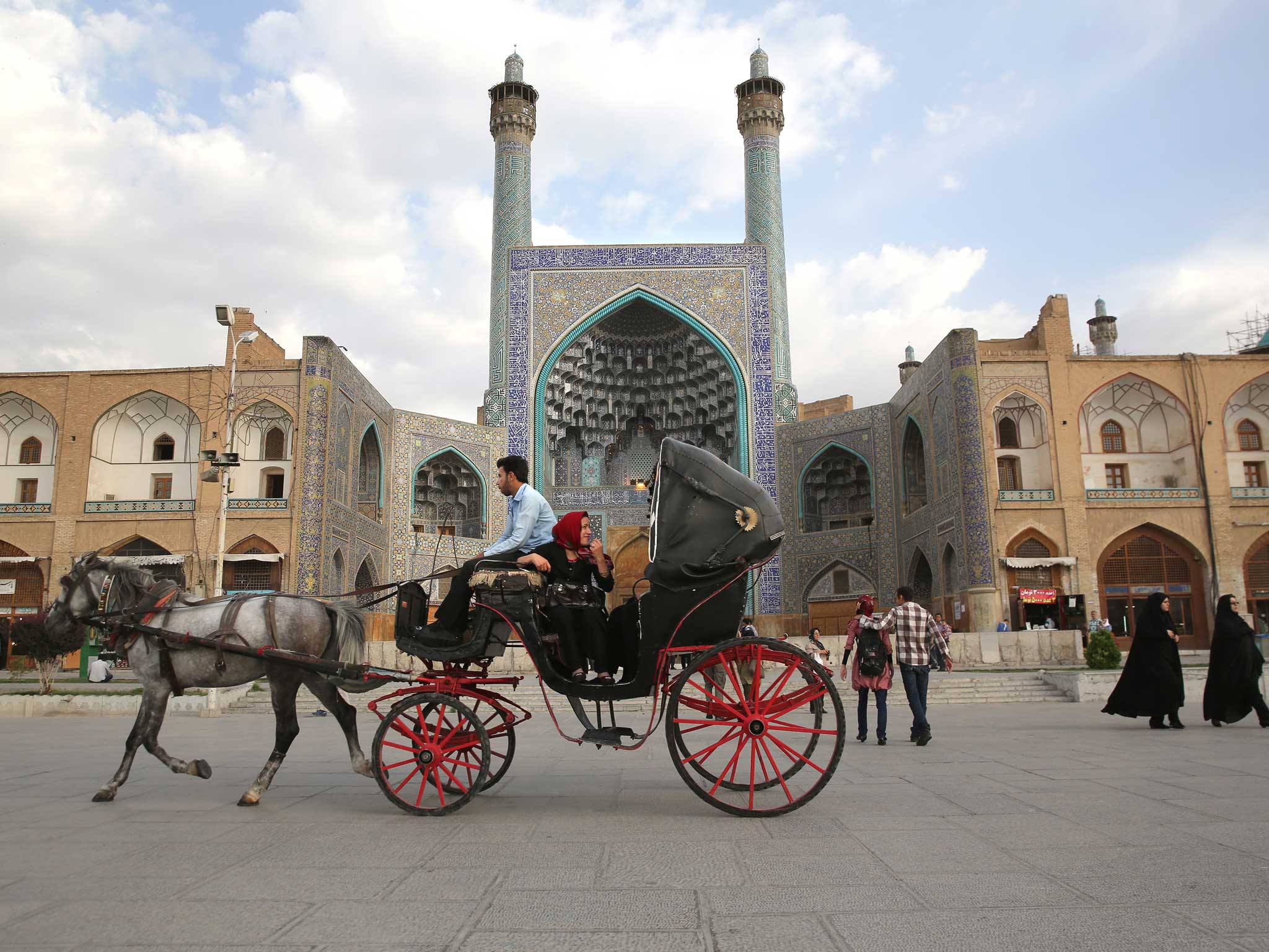 Masjed-e Shah, or Imam Mosque, has a soaring 100ft entrance portal overlooking one of the largest town squares in the world (Getty)