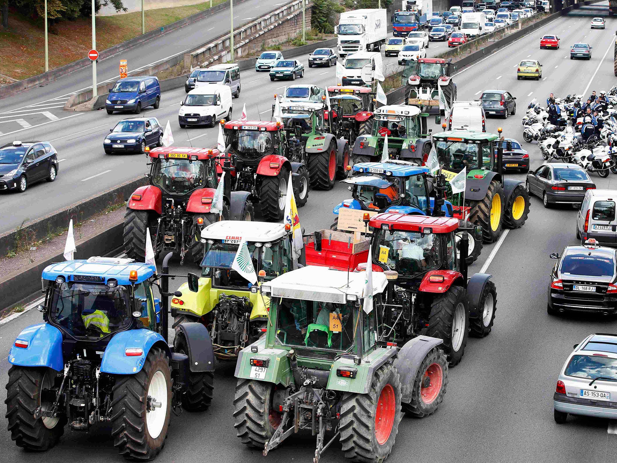 A protest about falling food prices in September that saw tractors block up city roads