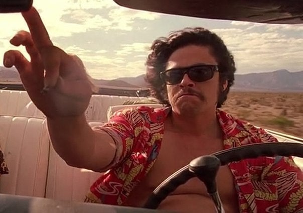 Benicio del Toro in Fear and Loathing in Las Vegas