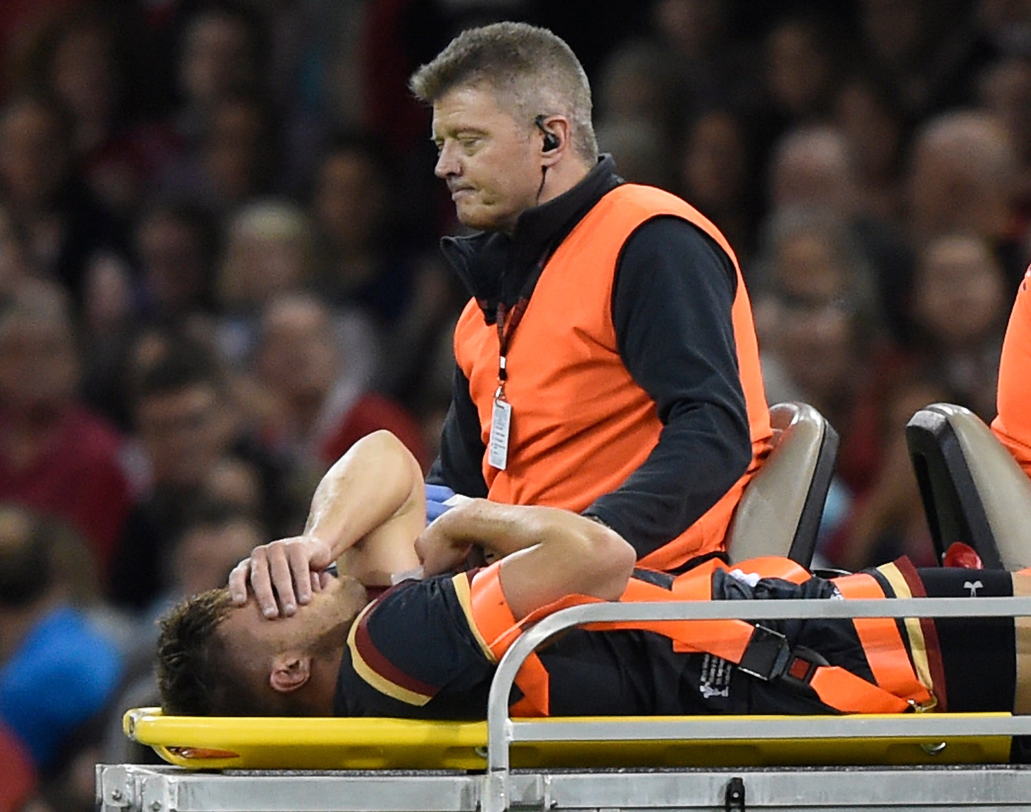 Rhys Webb leaves the field in agony on Saturday