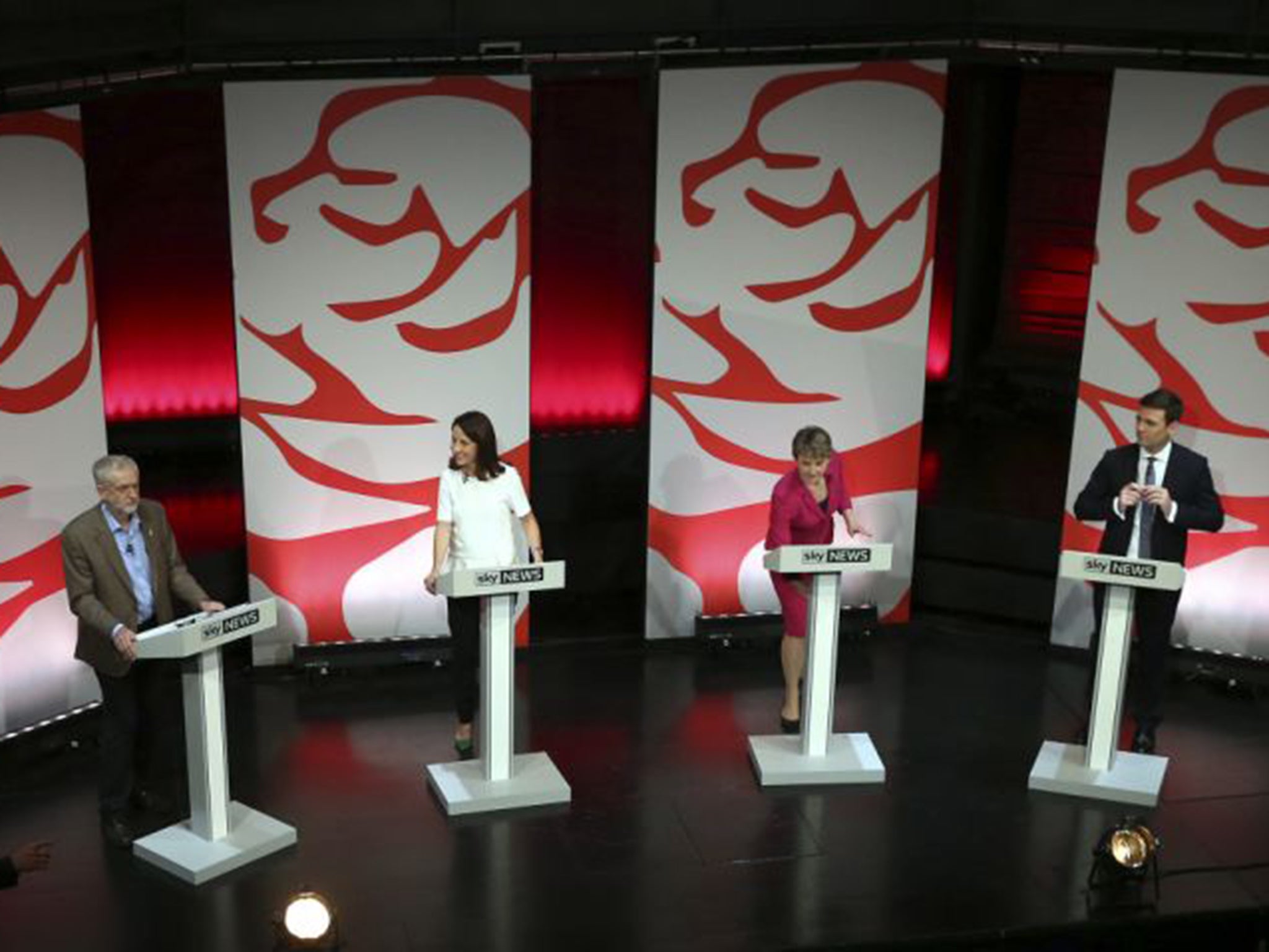 From left: Jeremy Corbyn, Liz Kendall, Yvette Cooper and Andy Burnham at the final Labour party leadership debate in Gateshead last week