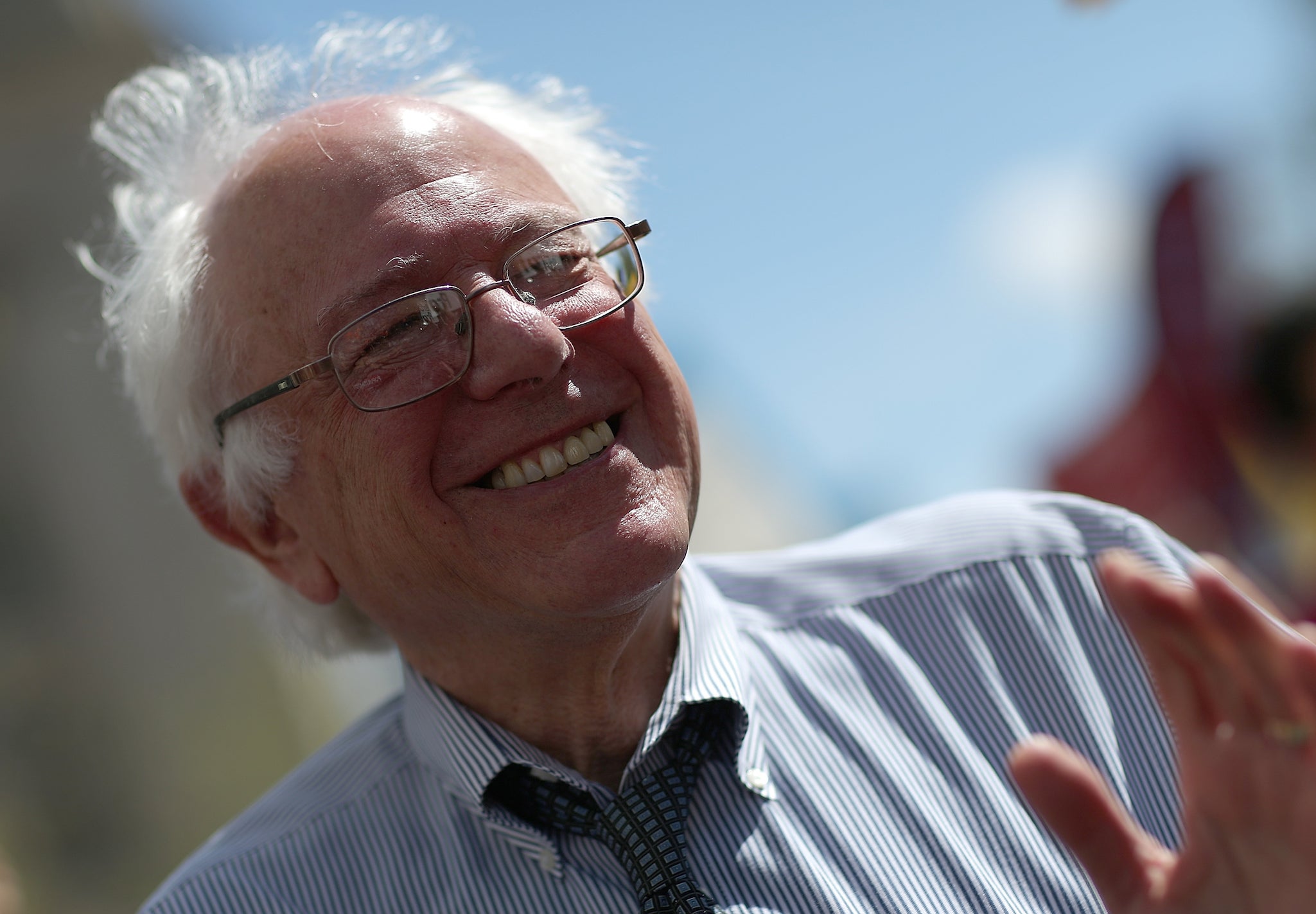 Bernie Sanders marches in Washington DC.