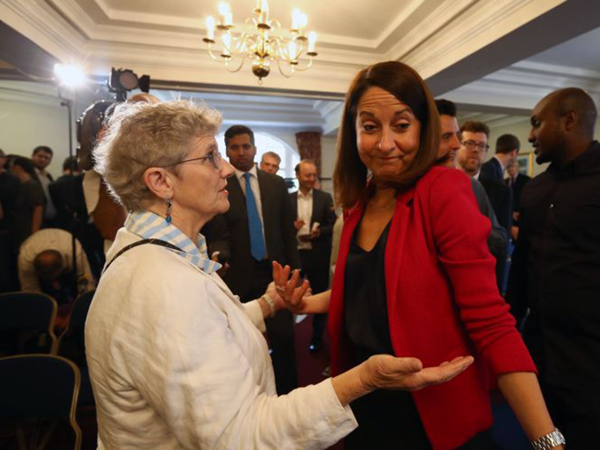 Where did it all go wrong? Liz Kendall and a supporter in Methodist Central Hall, London, on Thursday