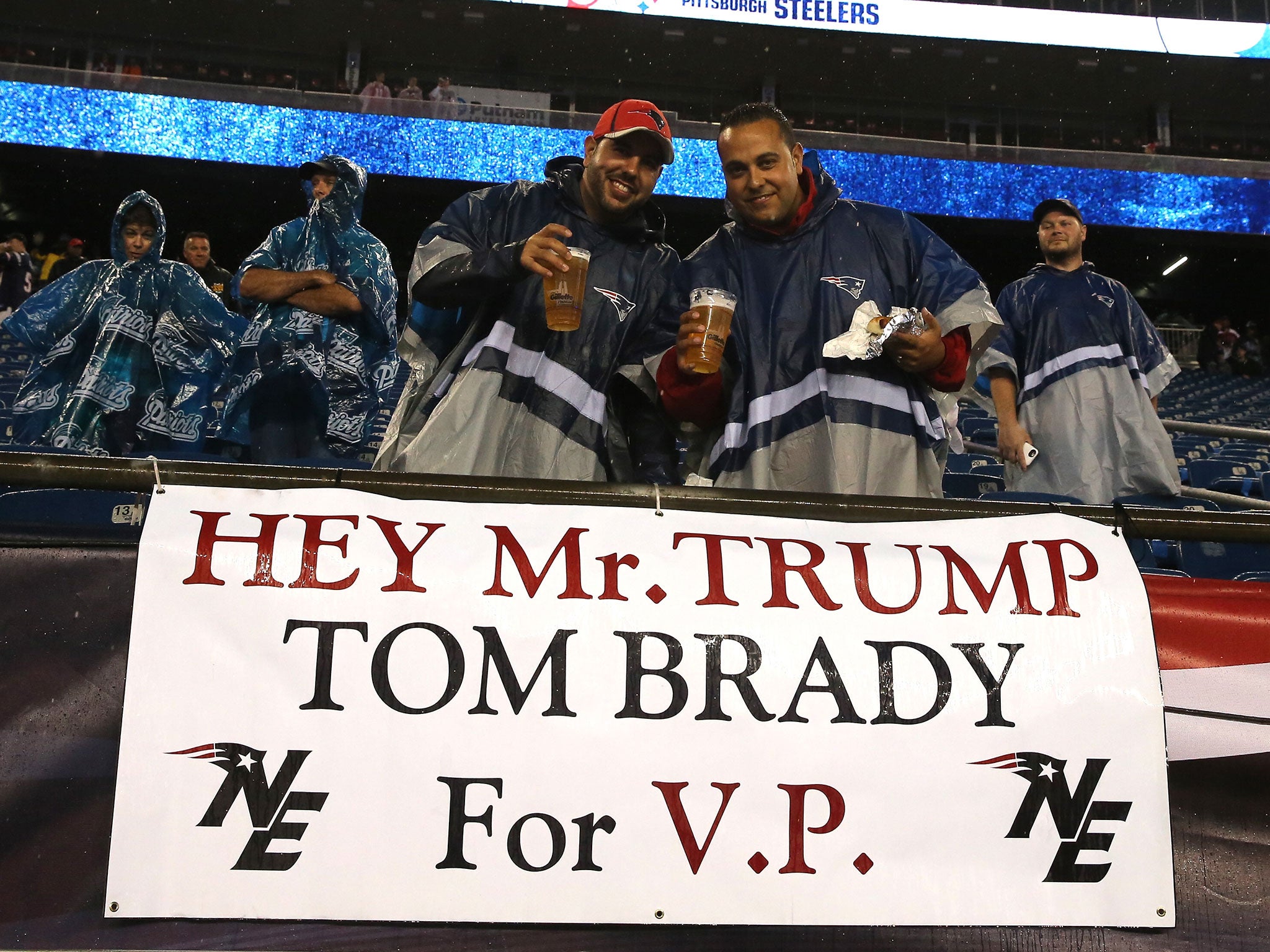 New England fans show their support for quarter-back Tom Brady