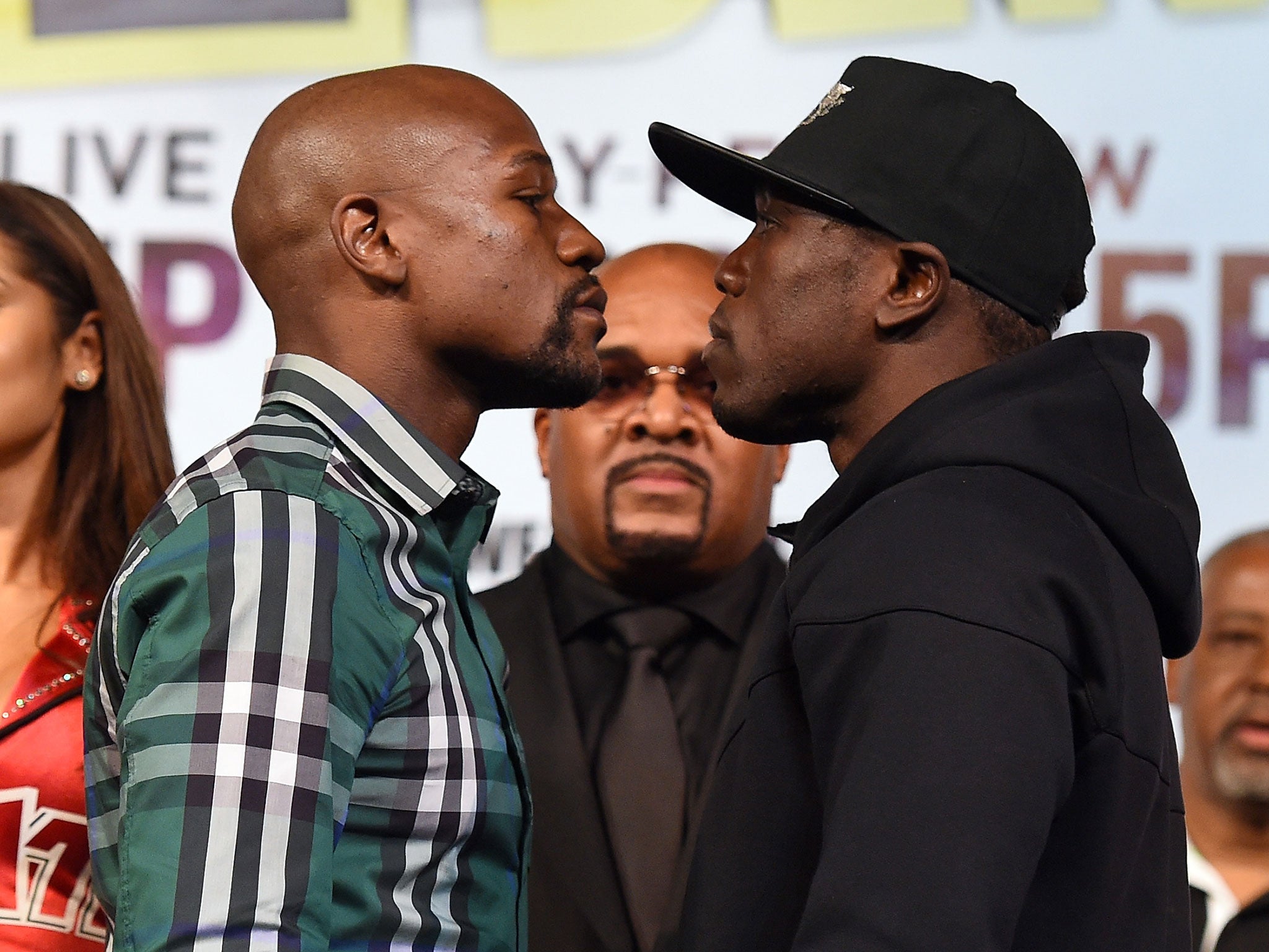 Floyd Mayweather (left) faces off with Andre Berto this week