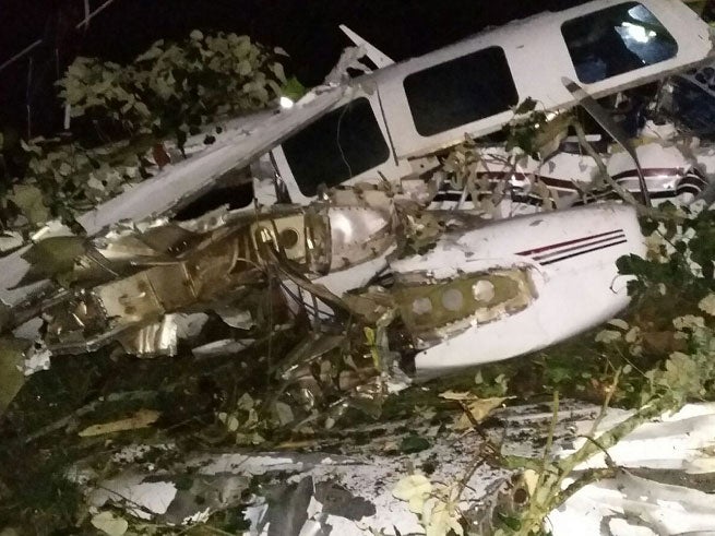 The wreckage of the small plane assigned to the crew of a film starring Tom Cruise