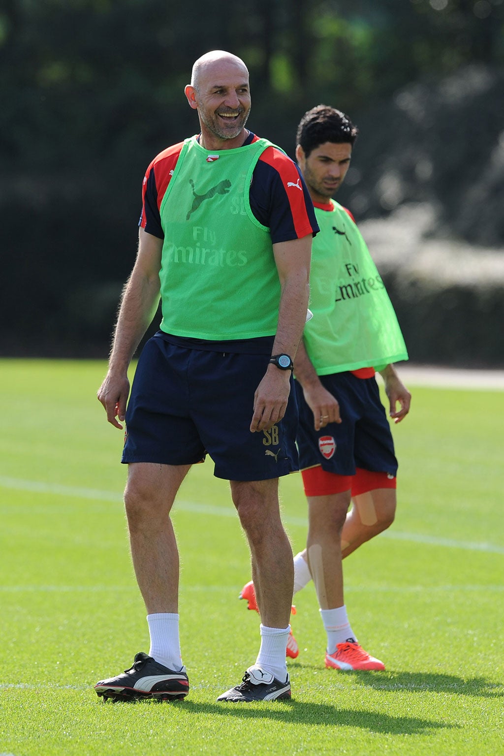 Arsenal assistant manager Steve Bould in training