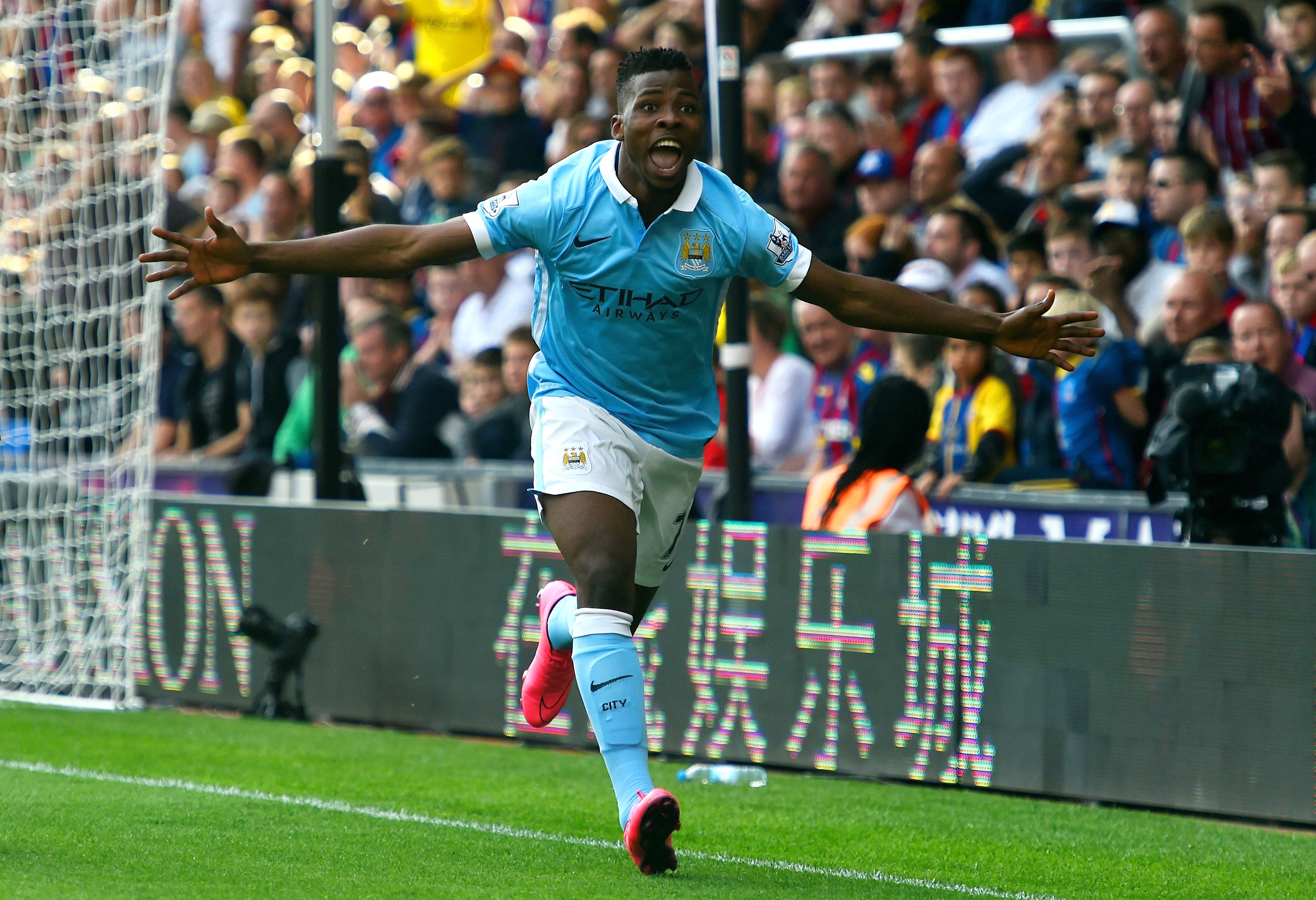 Kelechi Iheanacho celebrates after scoring an 88th minute winner