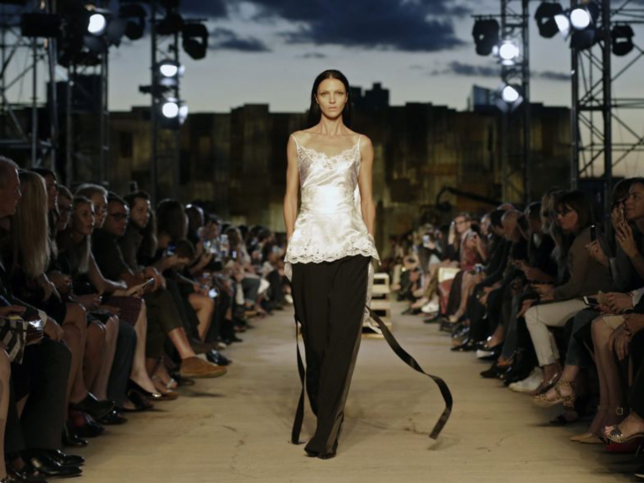 Dresses on the catwalk from the Givenchy spring/summer 2016 collection at New York Fashion Week