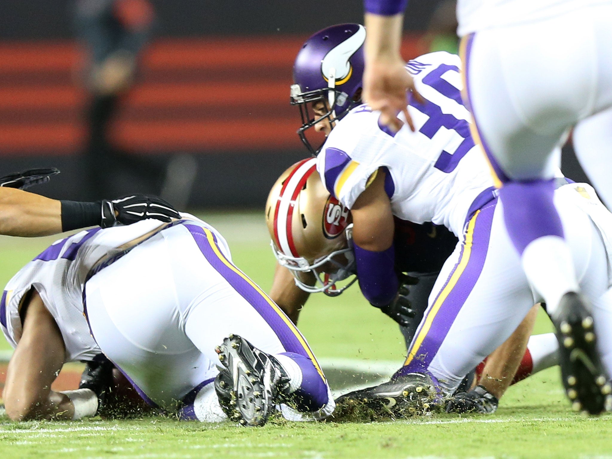 Jarryd Hayne fumbles the ball on his first touch in the NFL