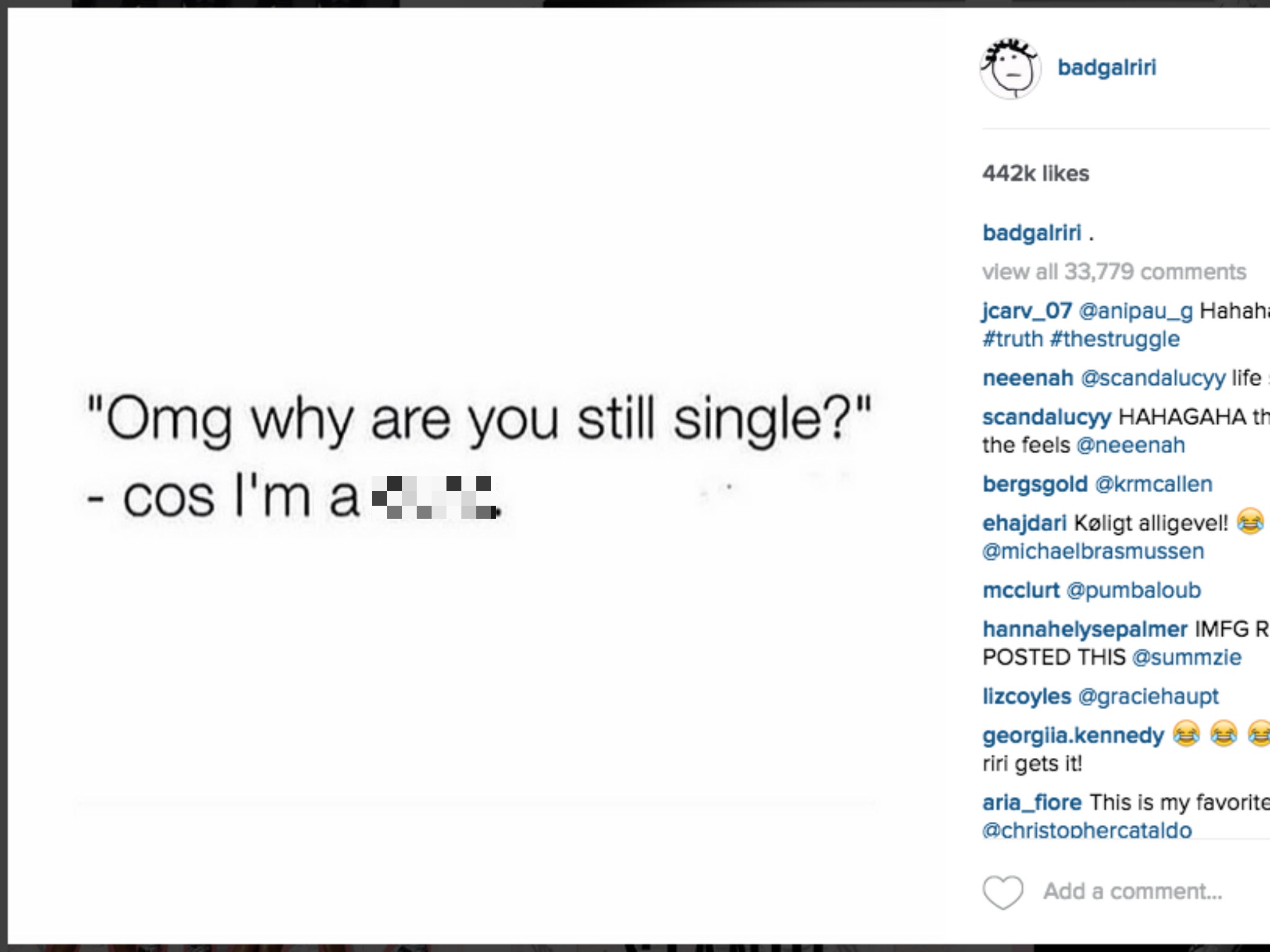 Rihanna responds to questions of why she's still single