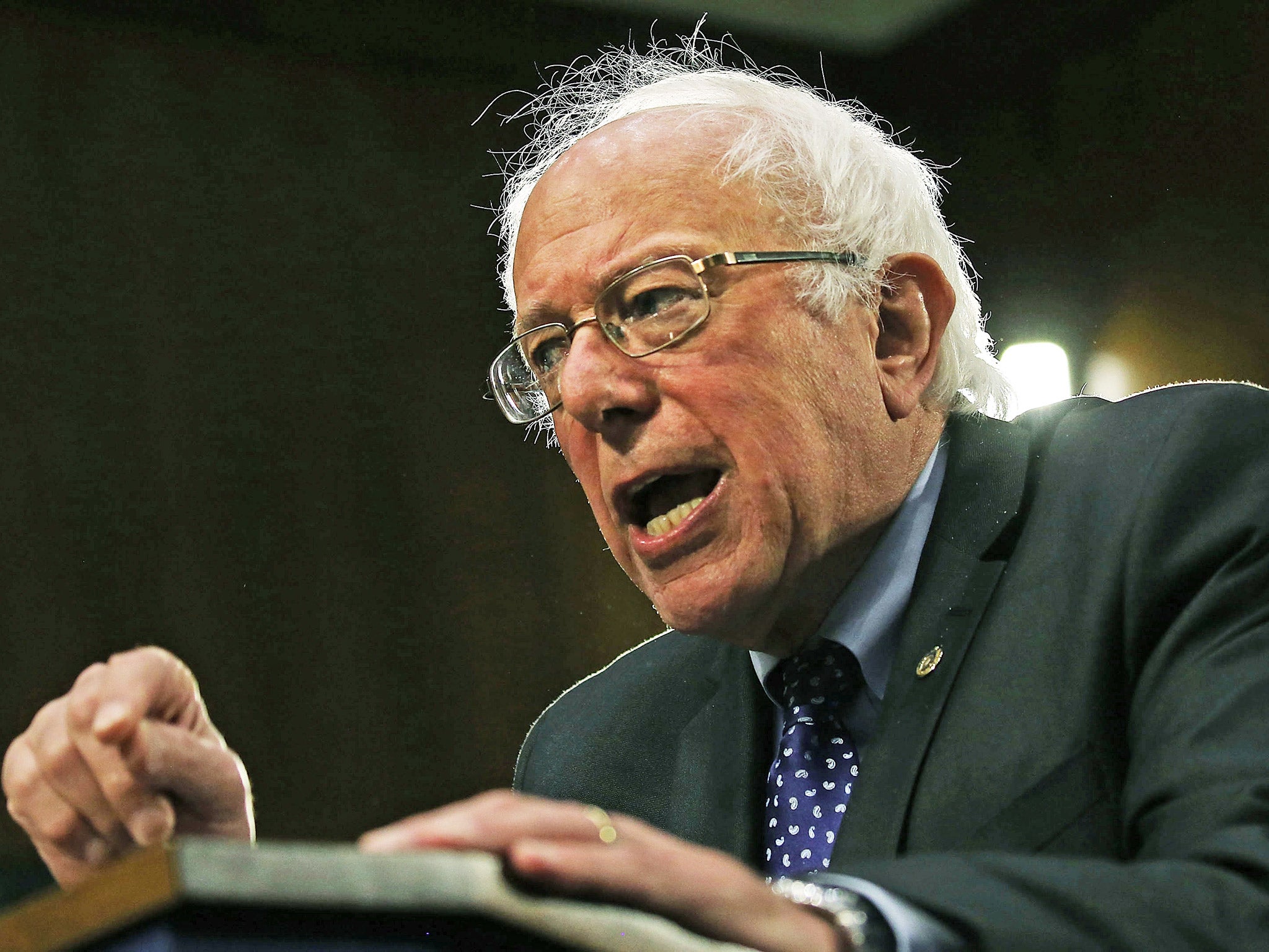 Democratic Presidential candidate Bernie Sanders speaking in Washington earlier this month