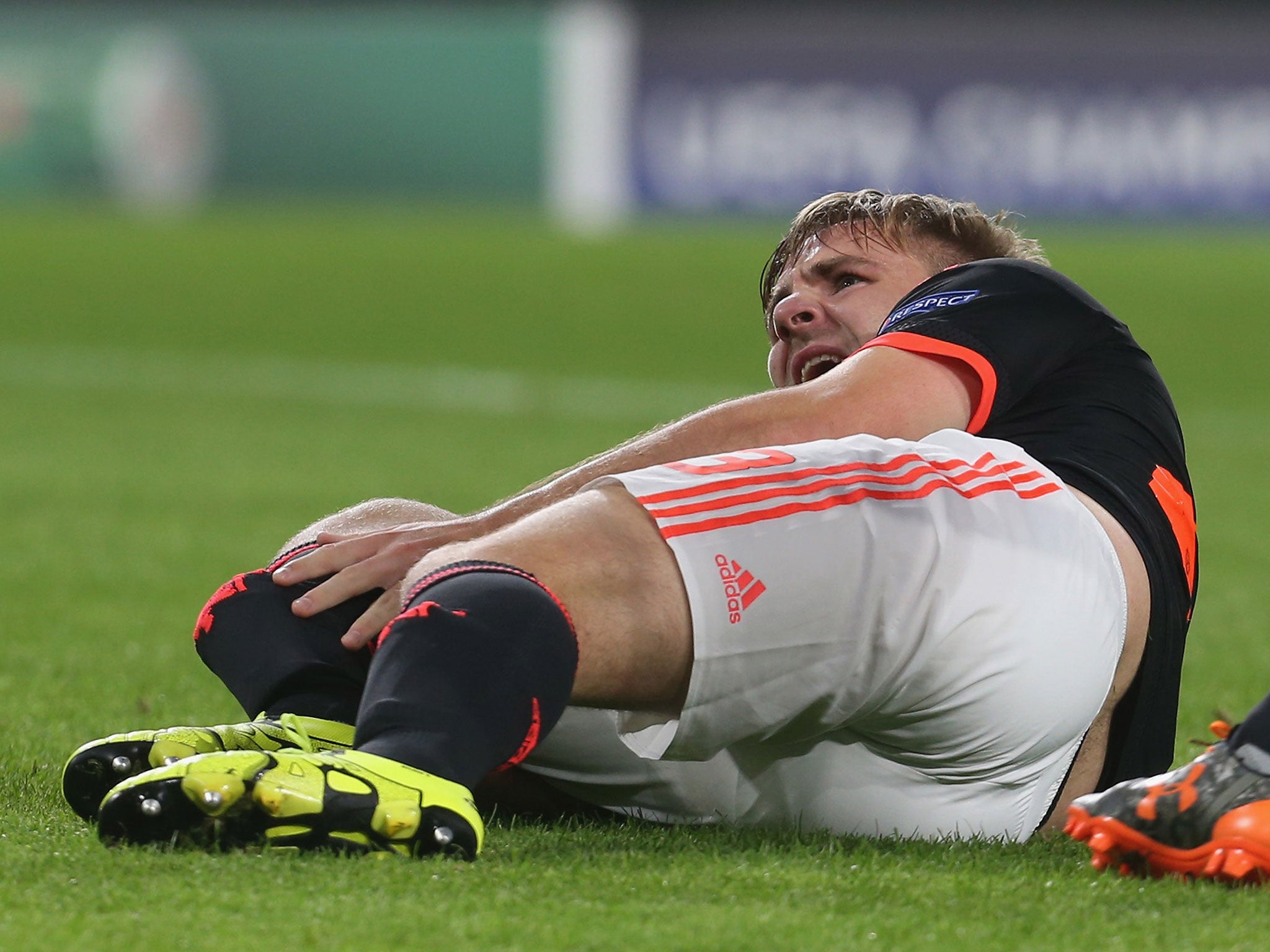 Luke Shaw suffered a broken leg in the defeat to PSV