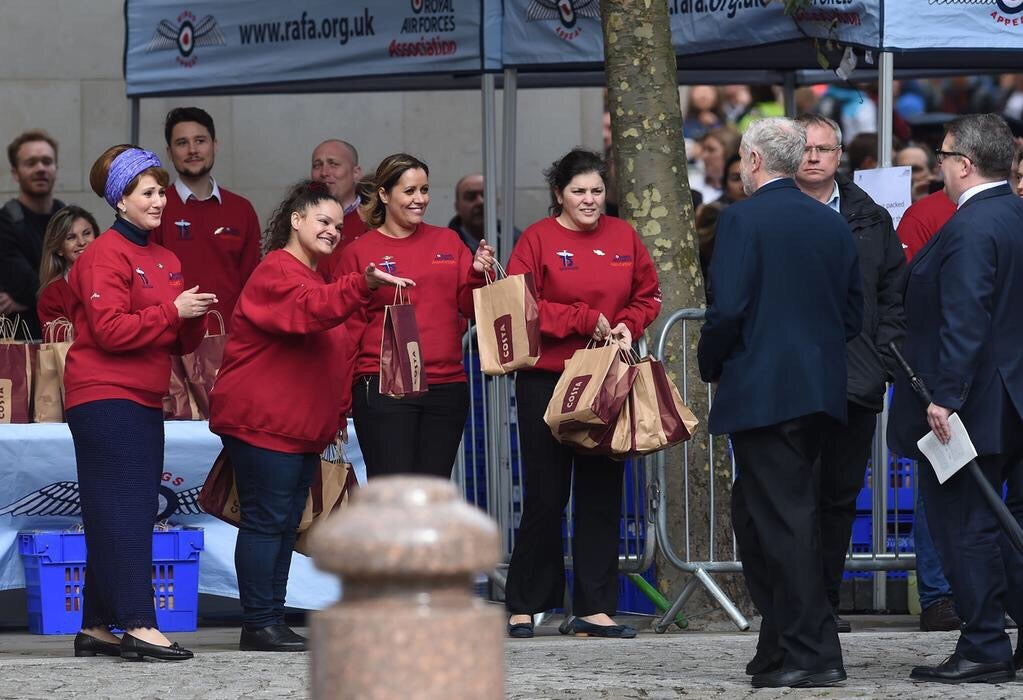 Volunteers clearly handed Mr Corbyn the sandwiches