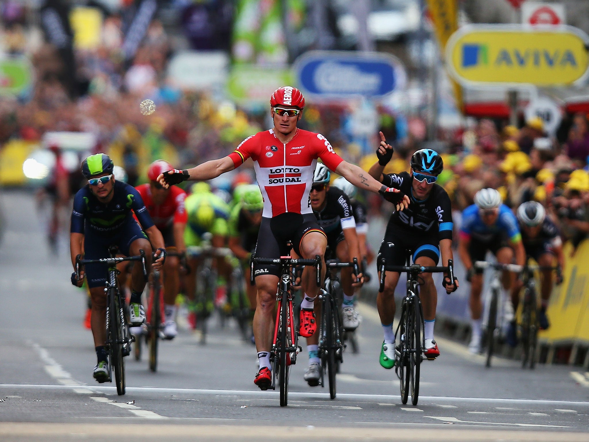 The peloton makes its way through Whitehall during the final stage of the Tour of Britain