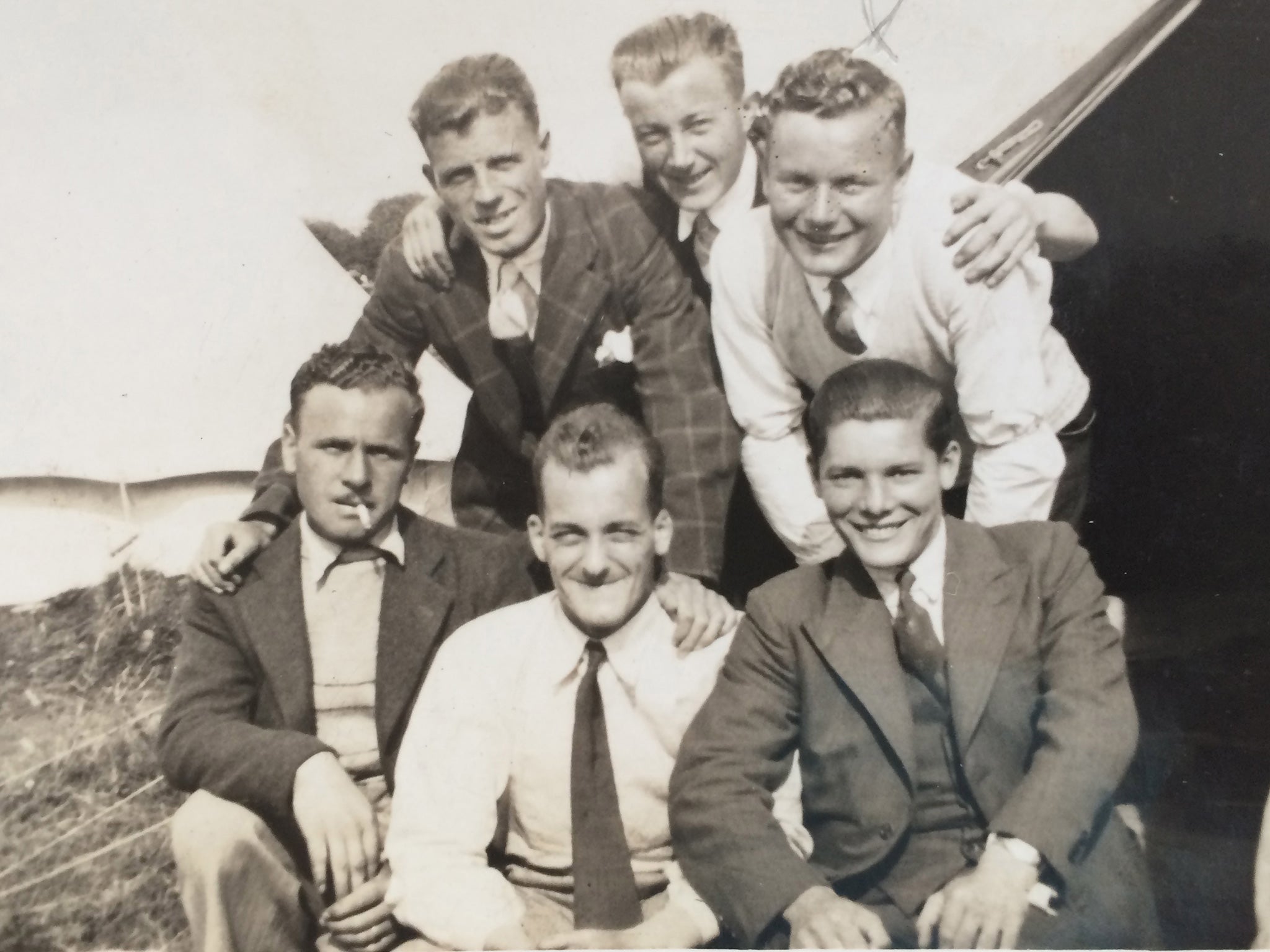 Robbie Clark (top row, far right) aged 21 in a training camp in Carlisle in 1939 after being conscripted