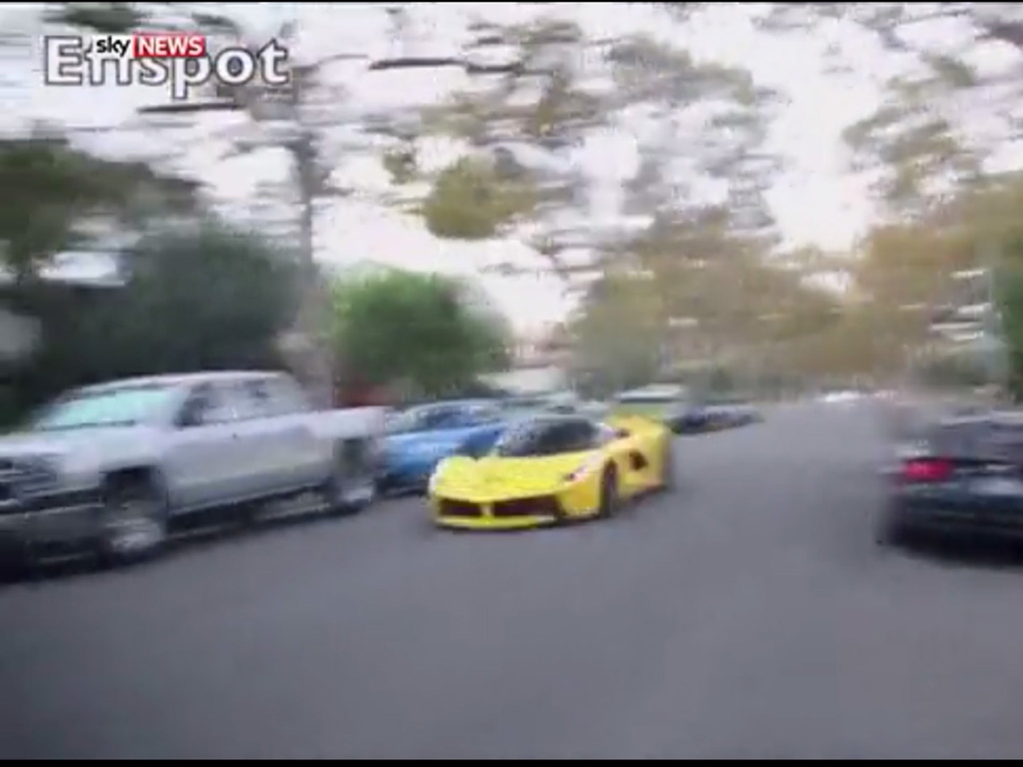 Video grab from footage showing Sheikh Khalid bin Hamad al Thani racing his seven-figure yellow Ferrari