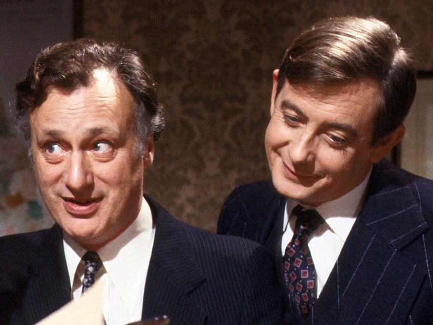 &#13;
Paul Eddington (left) as Jim Hacker and Derek Fowlds as Bernard Woolley &#13;