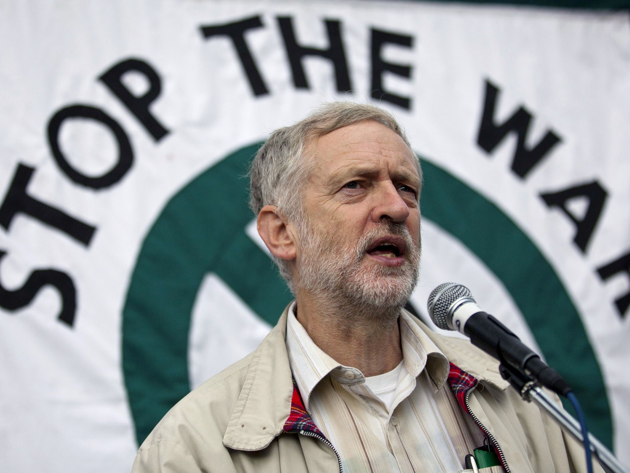 Jeremy Corbyn at an anti-war protest to mark the eleventh anniversary of the start of the war in Afghanistan, in Oct 2012