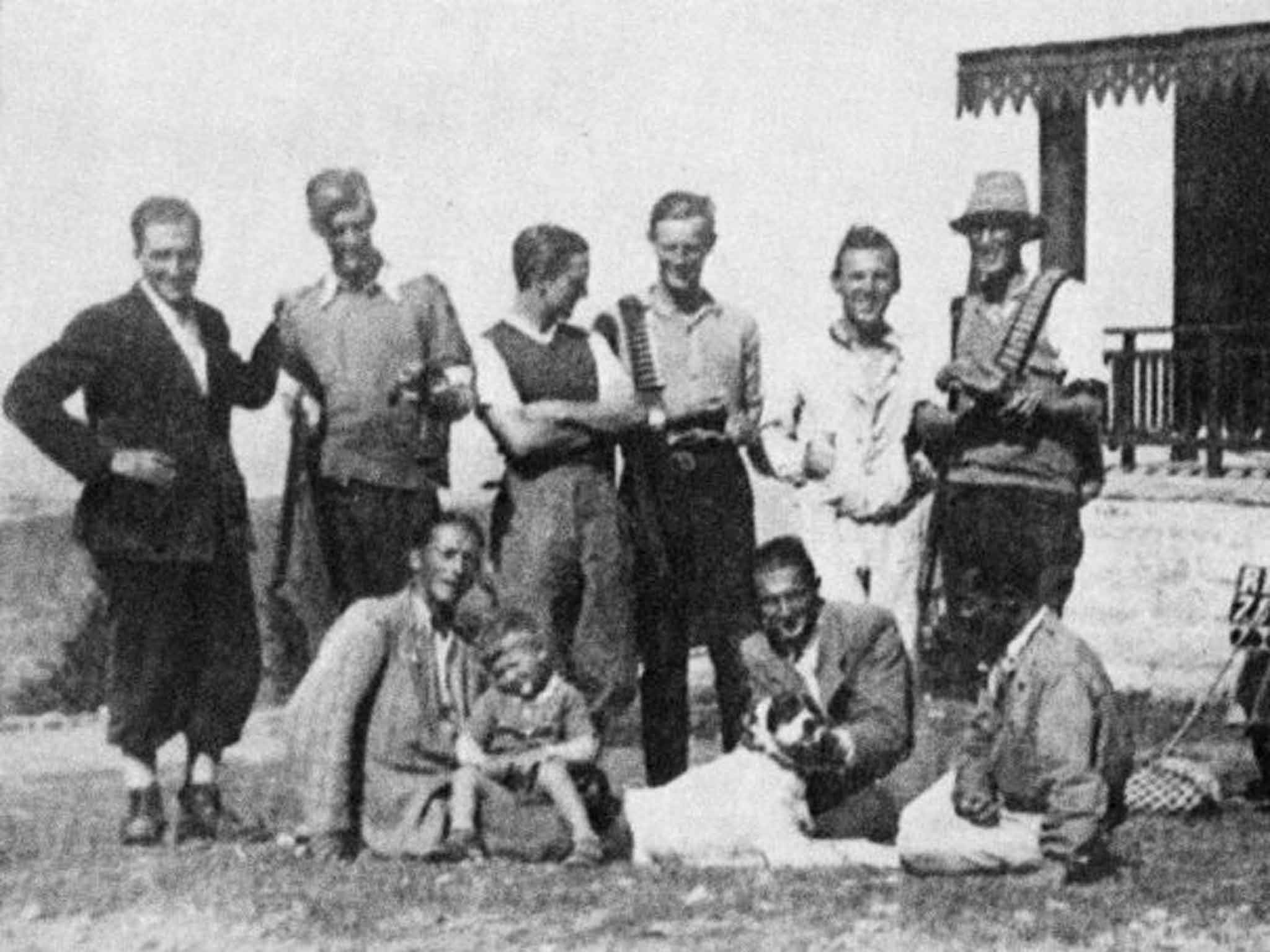 Narrow escape: (Back row) Tony Davies (second from left), Toby Graham (fourth from left) and Michael Gilbert (far right) in Monte Cimone, 1943