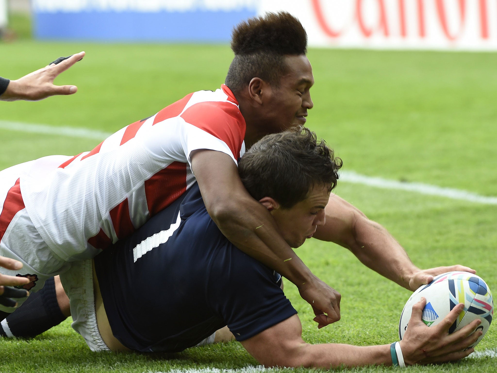 John Hardie scores Scotland's first try against Japan