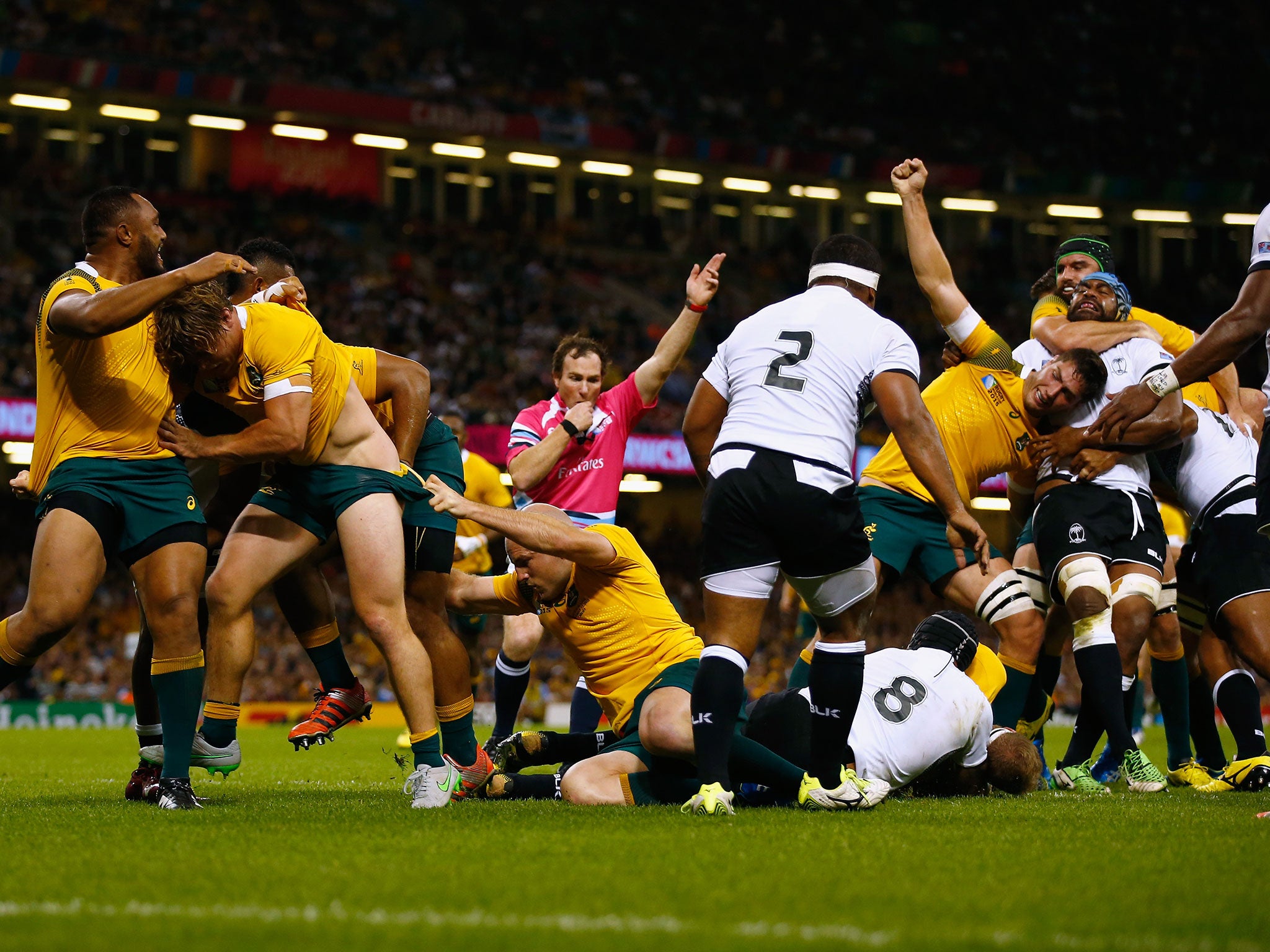 David Pocock scores Australia's second try