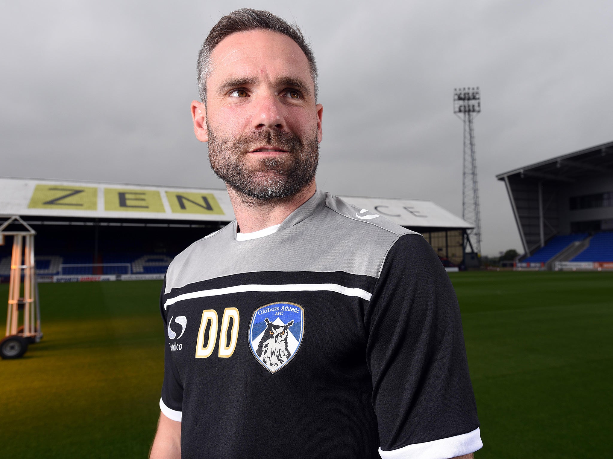 David Dunn, the new Oldham manager, at Boundary Park