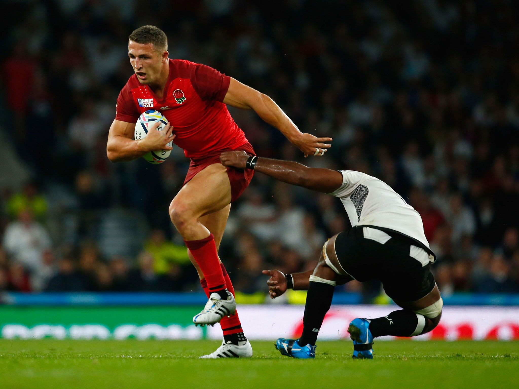 Sam Burgess in action for England against Fiji