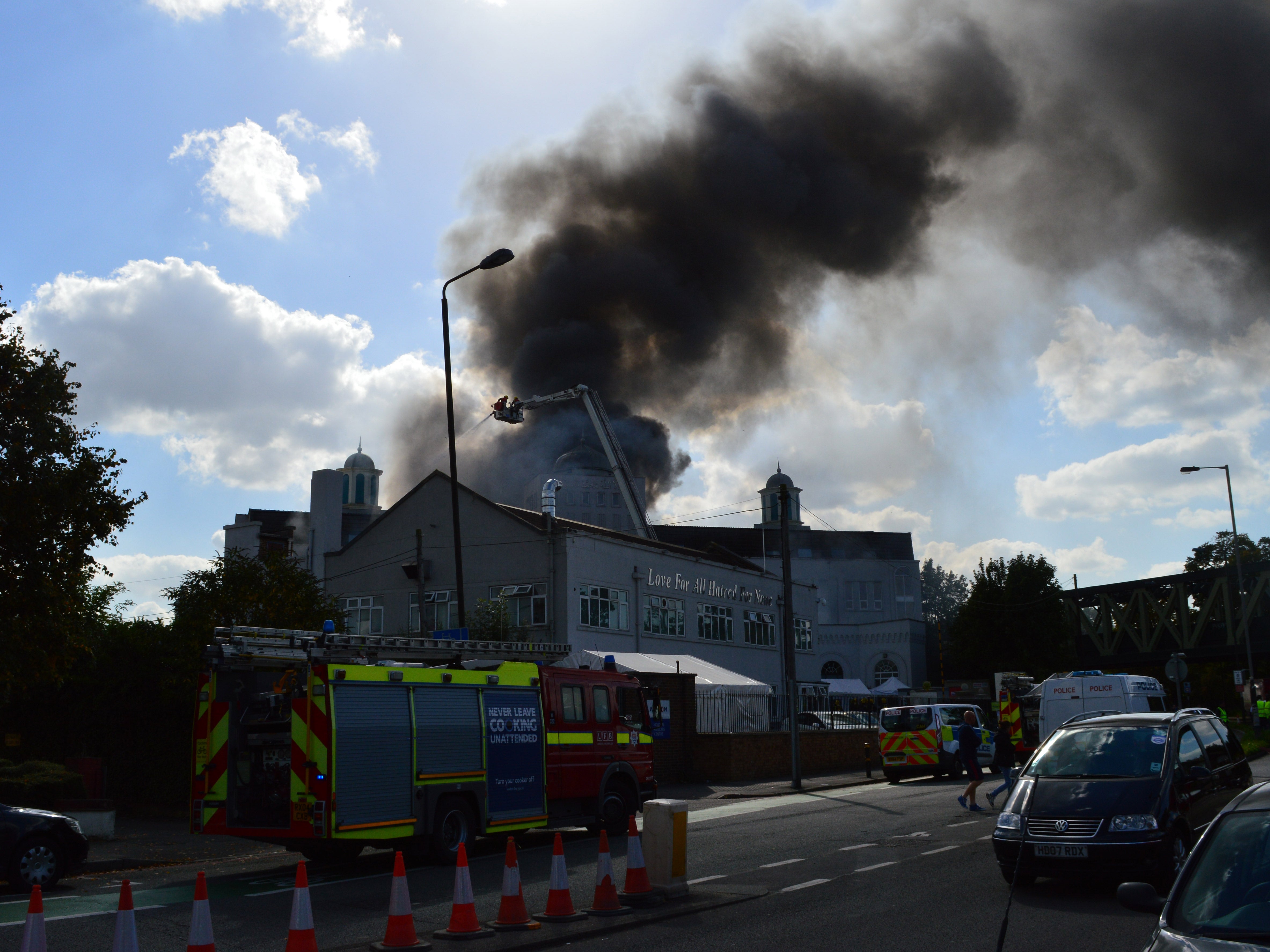 The blaze broke out at about midday