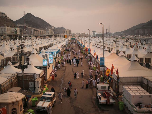 The tent city in Mina for pilgrims attending the Hajj