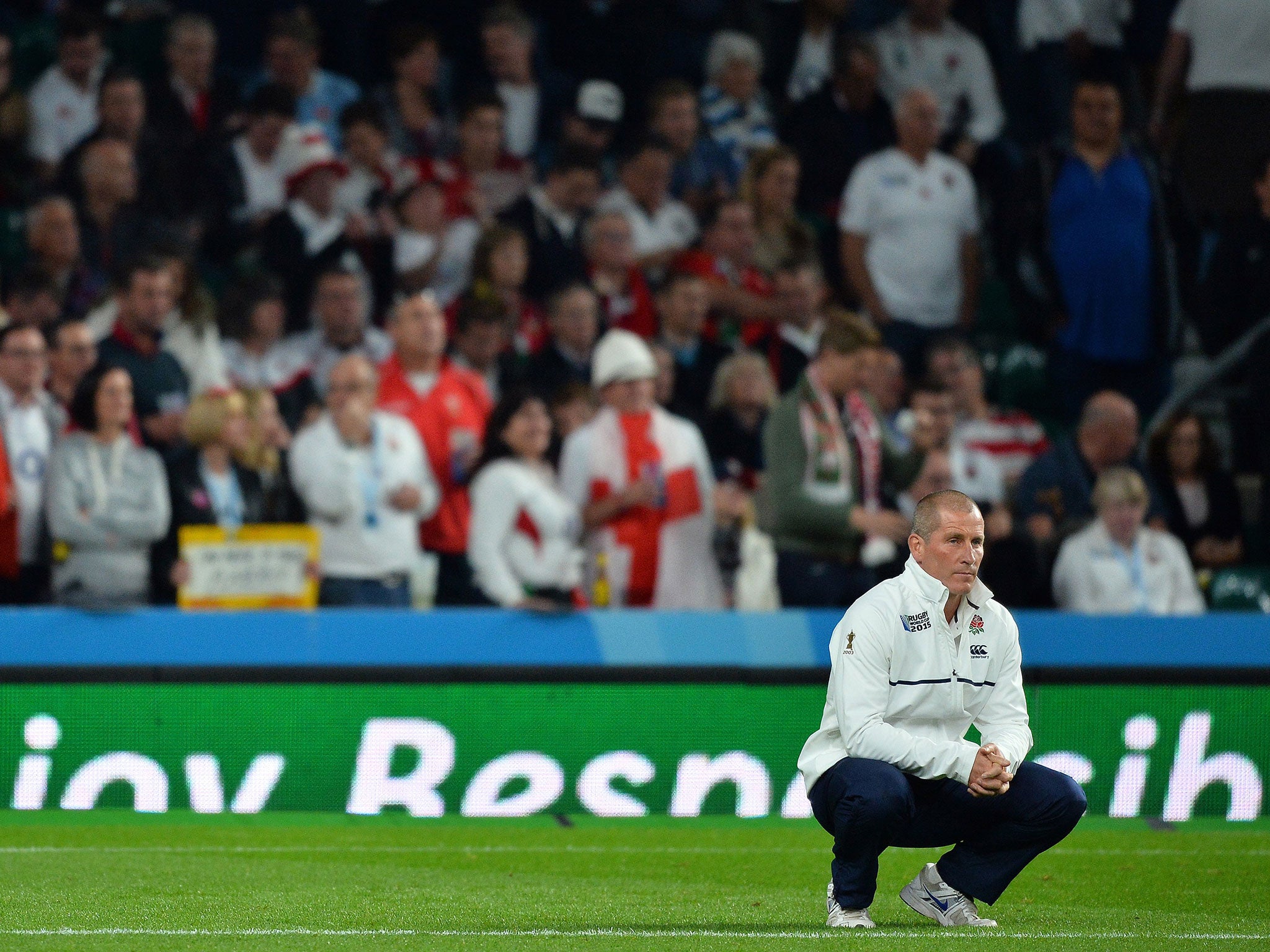 Stuart Lancaster looks on ahead of England vs Wales