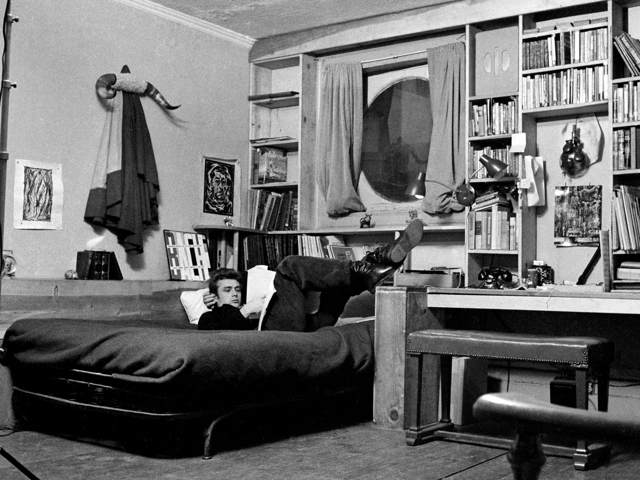 James Dean in his apartment on West 68th Street, in 1955