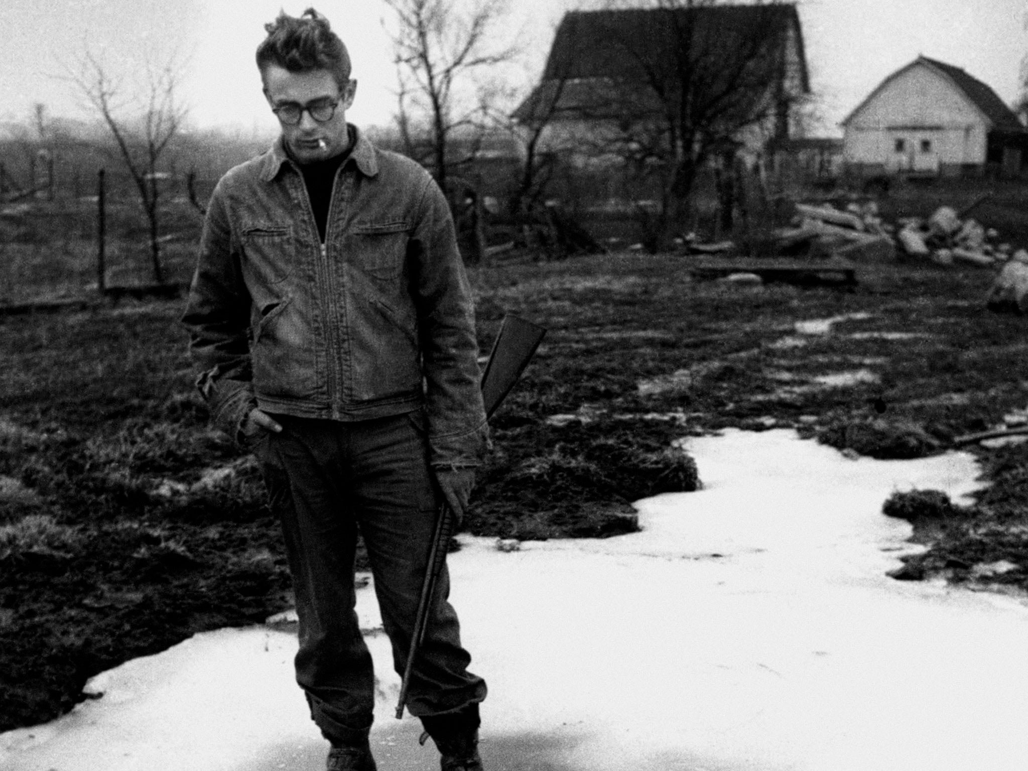 James Dean on the farm of his uncle Marcus Winslow in Fairmount.