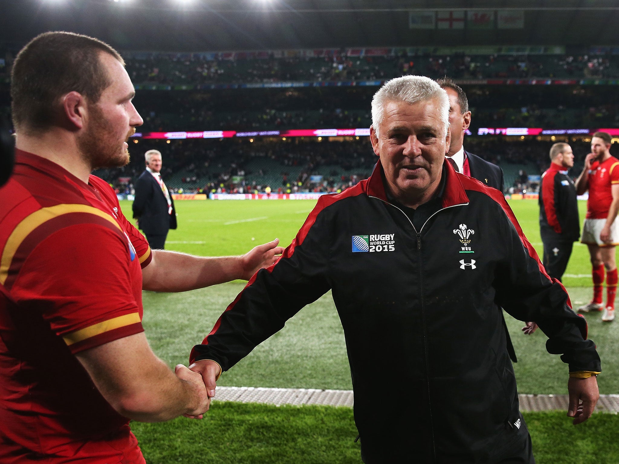 Warren Gatland celebrates his side's win over England