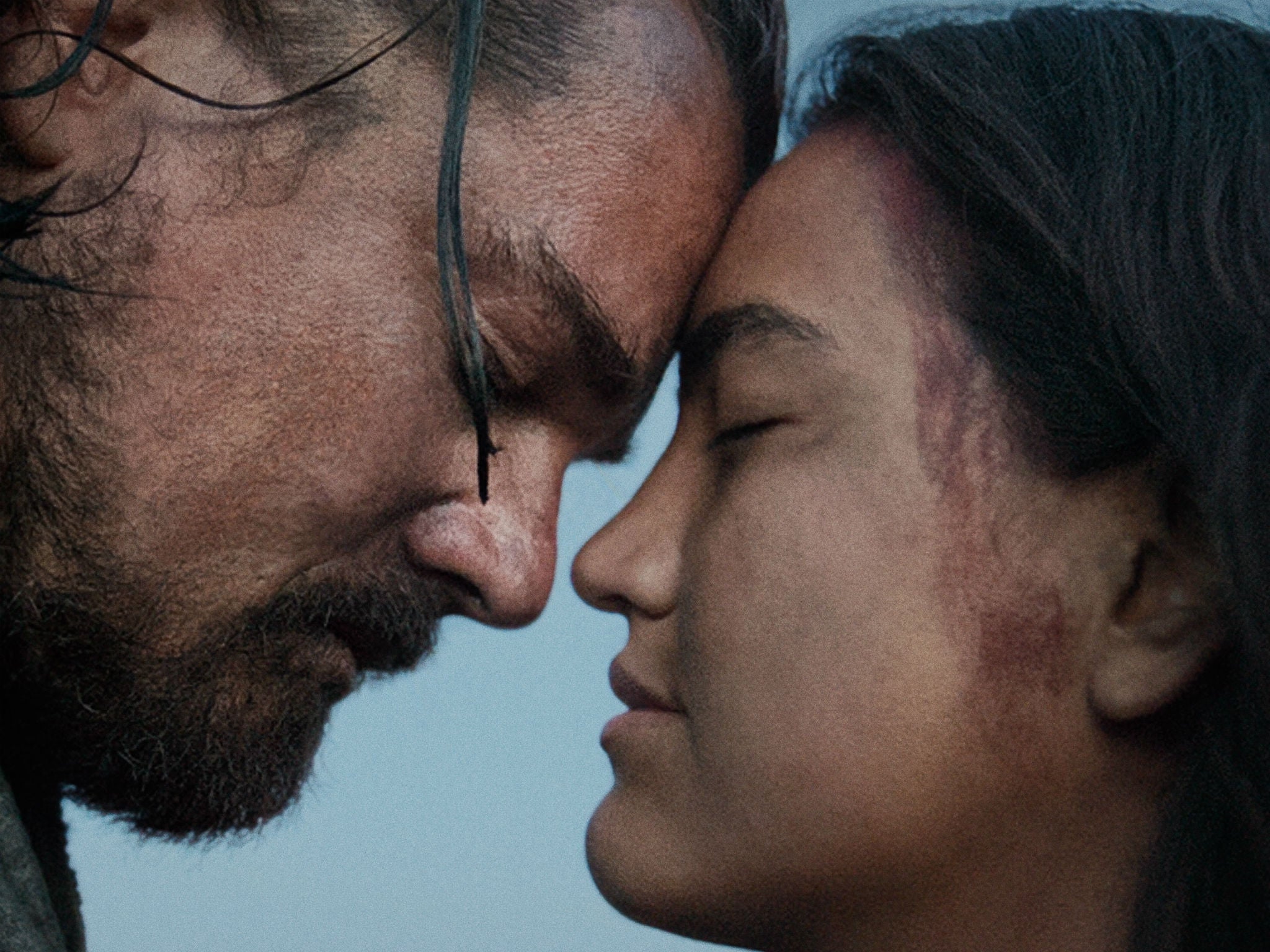 Leonardo DiCaprio with Grace Dove in The Revenant