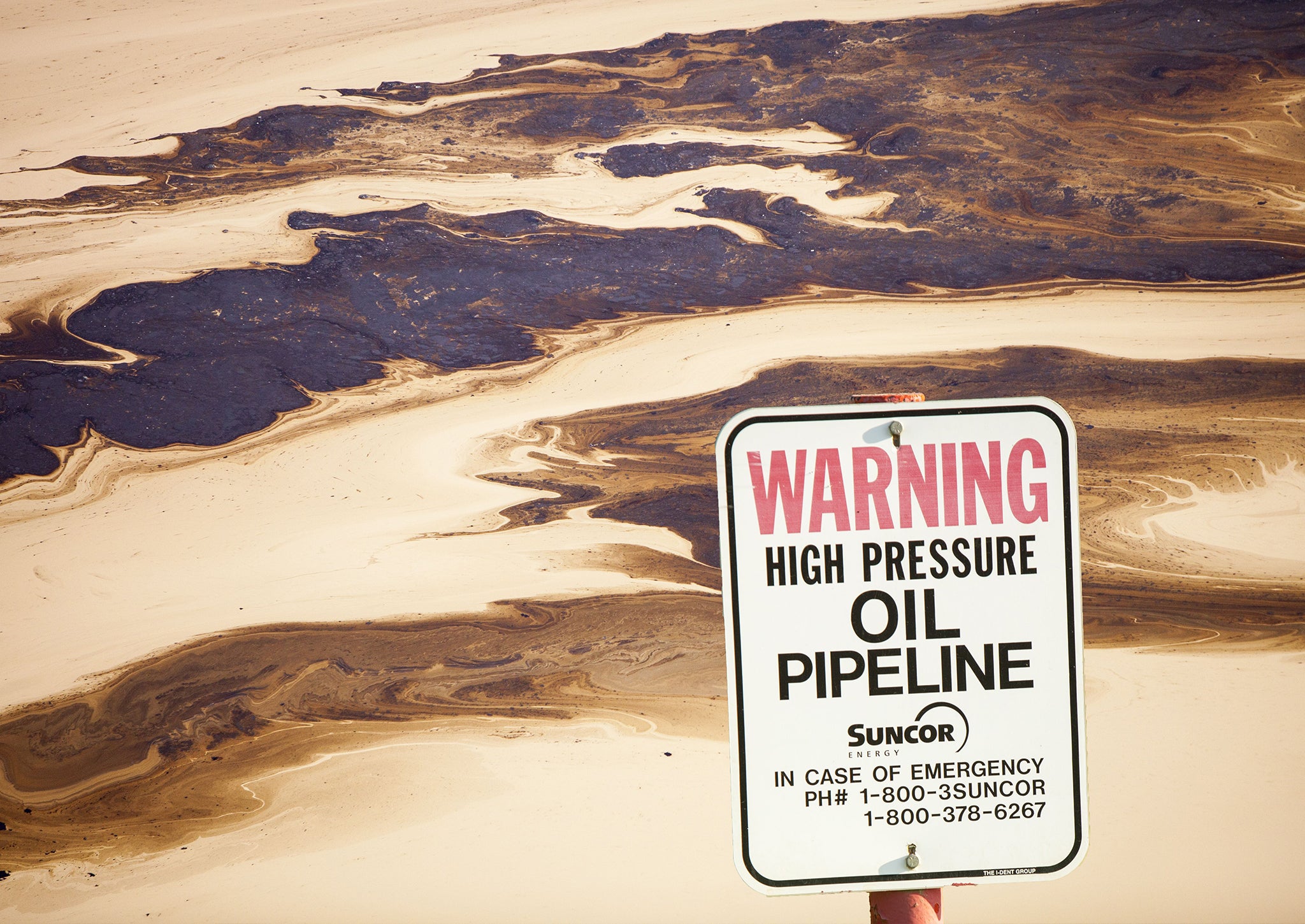 The tailings pond at the Syncrude mine north of Fort McMurray, Alberta, Canada.