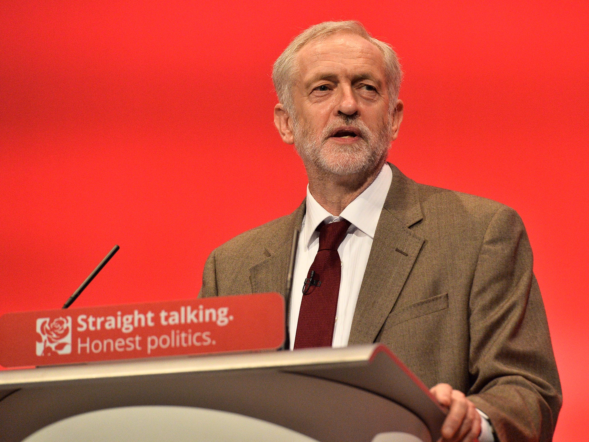 Jeremy Corbyn speaks at the Labour Party conference in Brighton